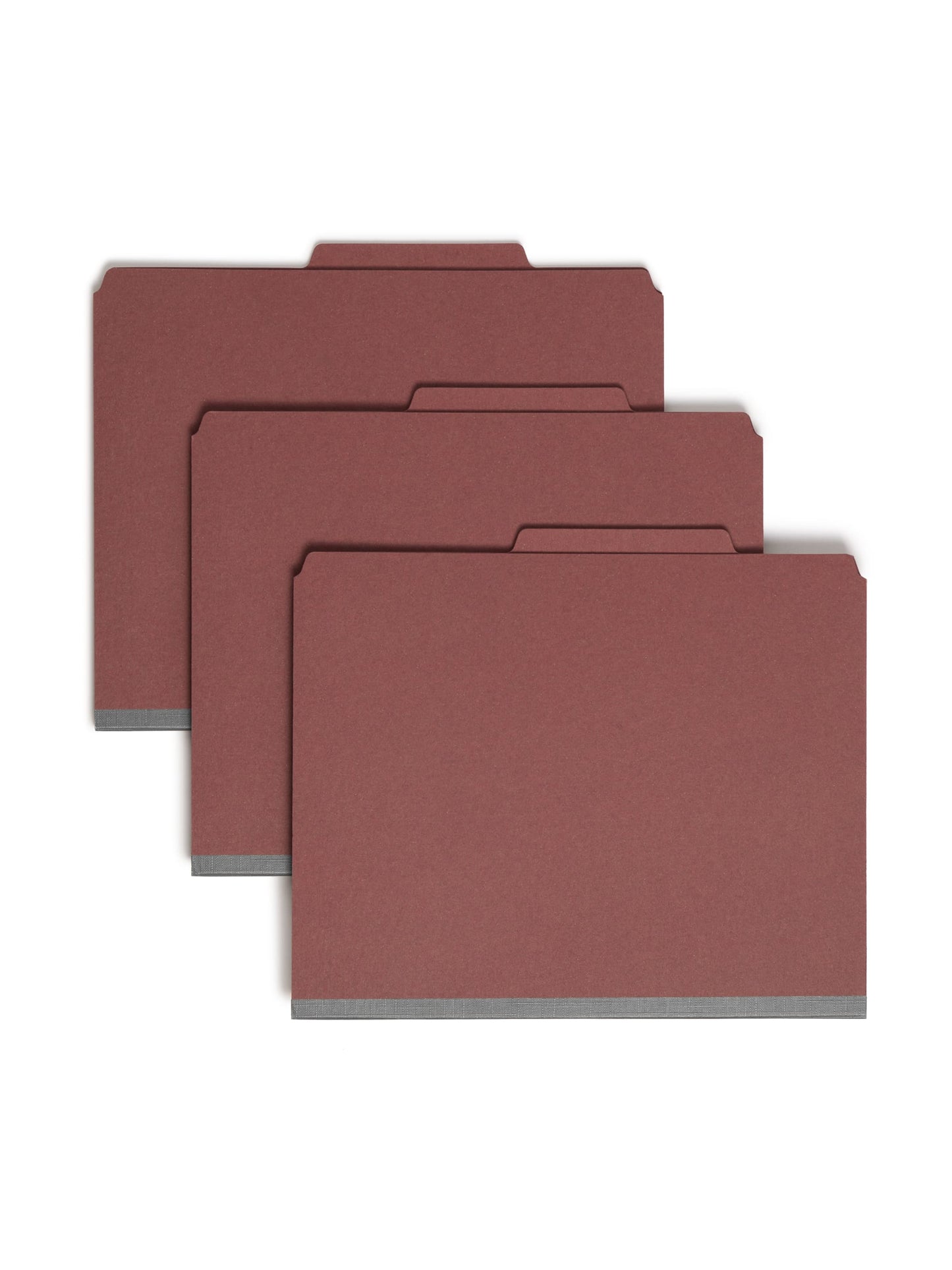 SafeSHIELD® Pressboard Classification File Folders, 1 Divider, 2 inch Expansion, Red Color, Letter Size,