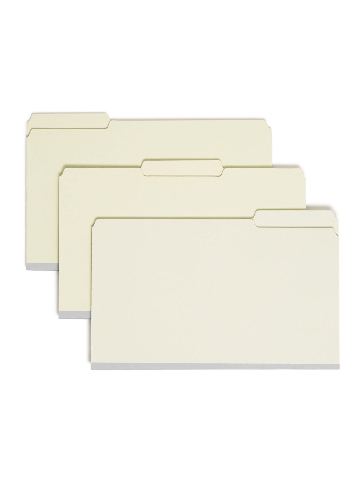 SafeSHIELD® Pressboard Fastener File Folders, 1 inch Expansion, 1/3-Cut Tab, Gray/Green Color, Legal Size,