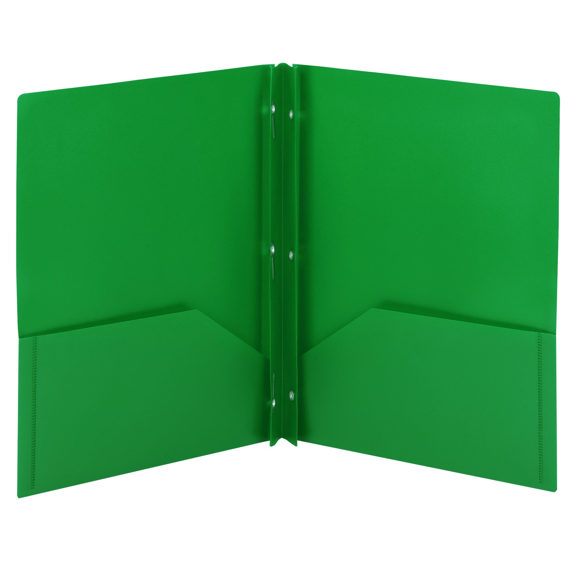 Poly Two-Pocket Folders with Fasteners, Green Color, Letter Size, Set of 3, 086486877329