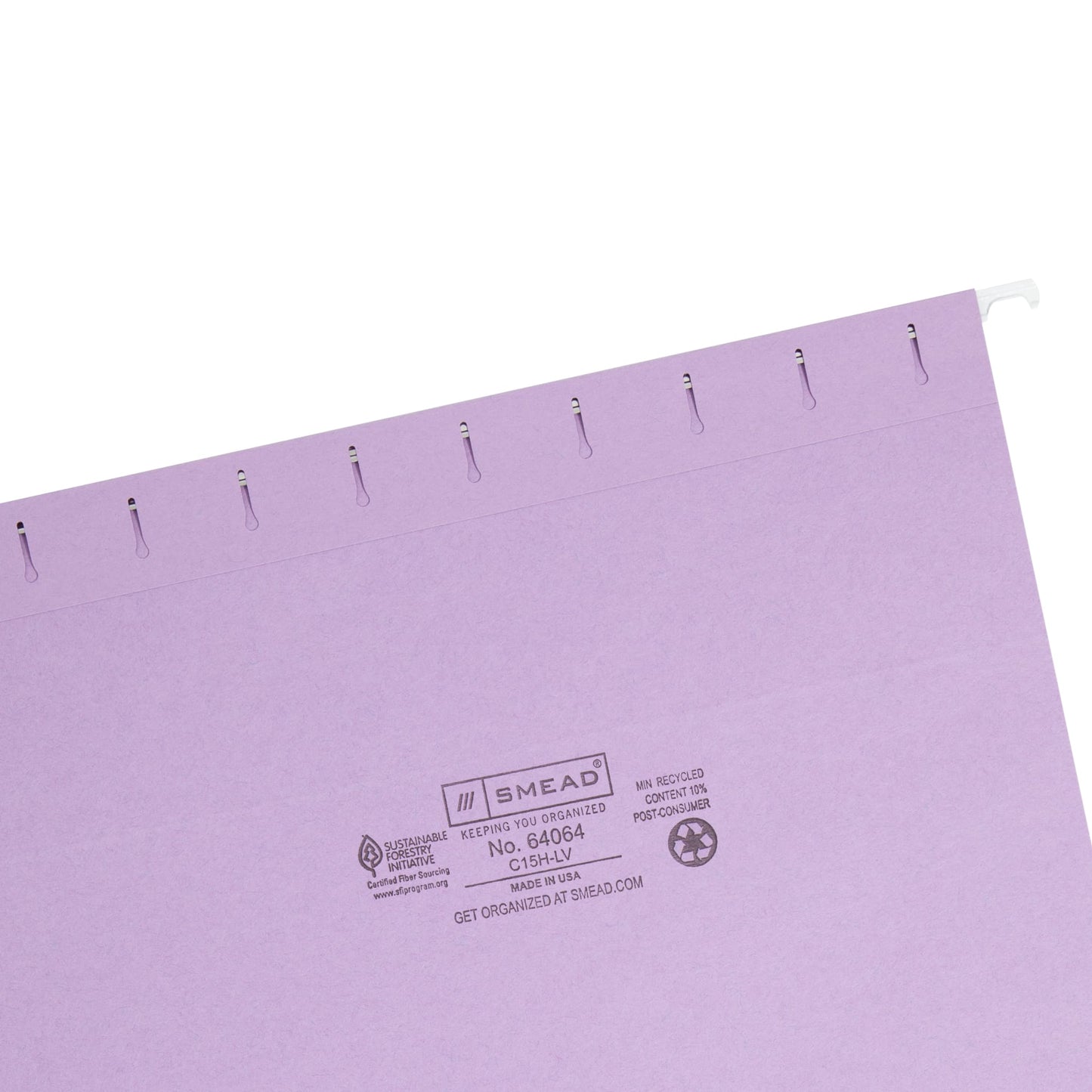 Standard Hanging File Folders with 1/5-Cut Tabs, Lavender Color, Letter Size, Set of 25, 086486640640