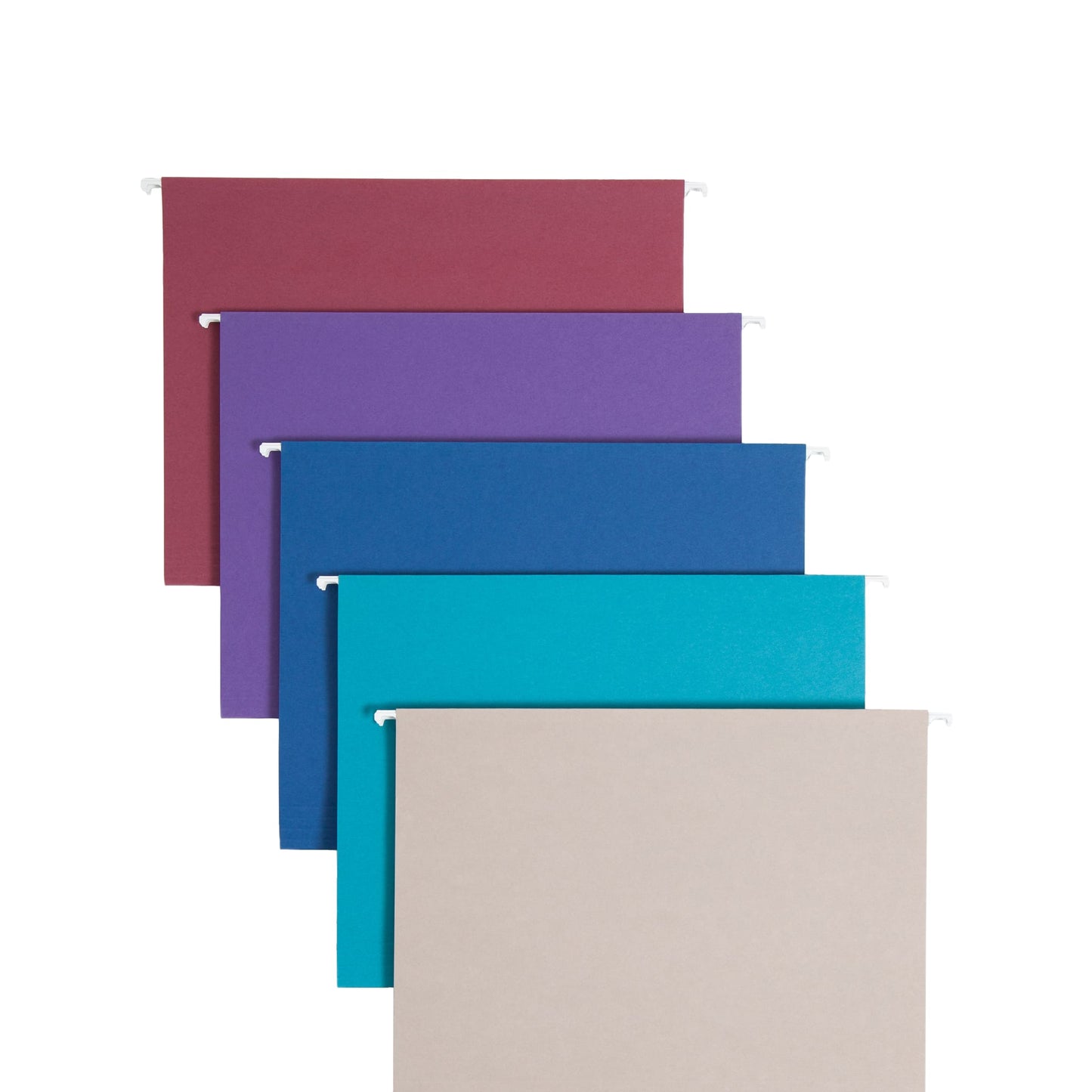 Standard Hanging File Folders with 1/5-Cut Tabs, Assorted Jewel Tones Color, Letter Size, Set of 25, 086486640565