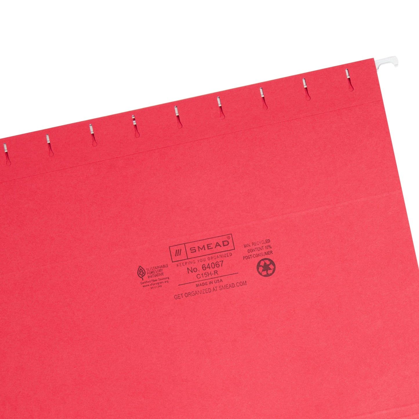Standard Hanging File Folders with 1/5-Cut Tabs, Red Color, Letter Size, Set of 25, 086486640671