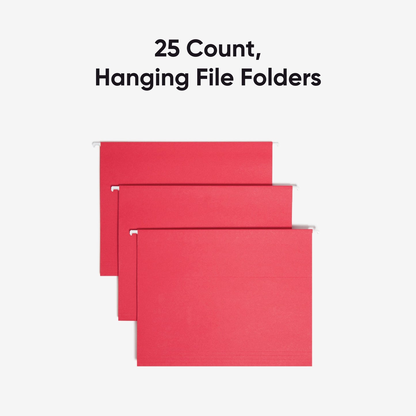 Standard Hanging File Folders with 1/5-Cut Tabs, Red Color, Letter Size, Set of 25, 086486640671