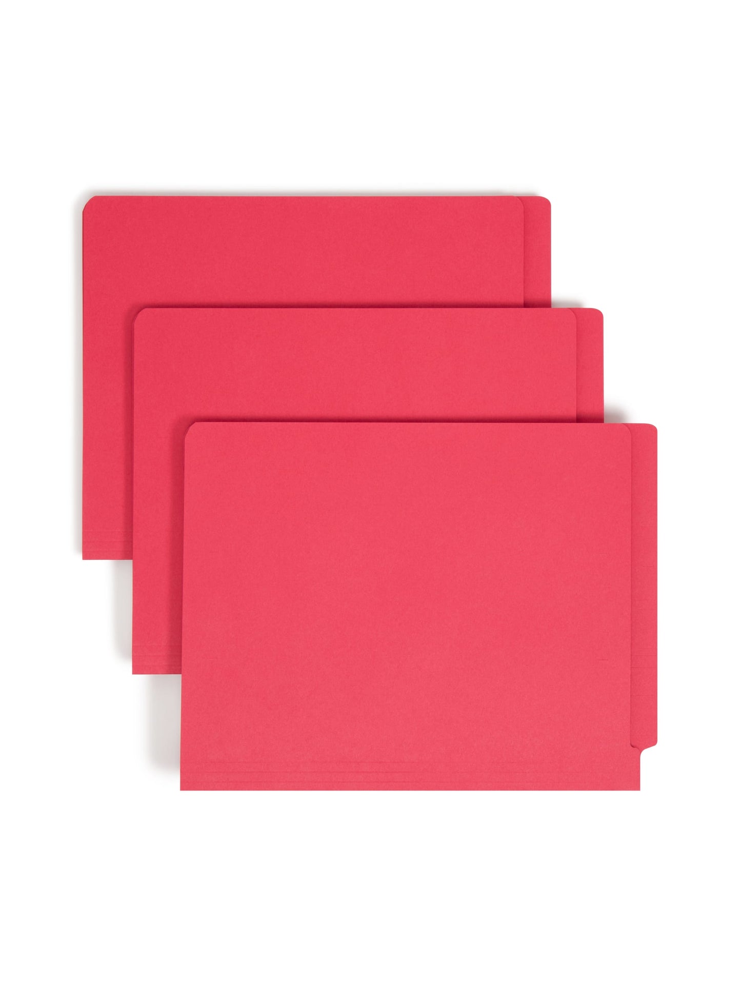 Shelf-Master® Reinforced End Tab Fastener File Folders, Straight-Cut Tab, Red Color, Letter Size, Set of 50, 086486257404