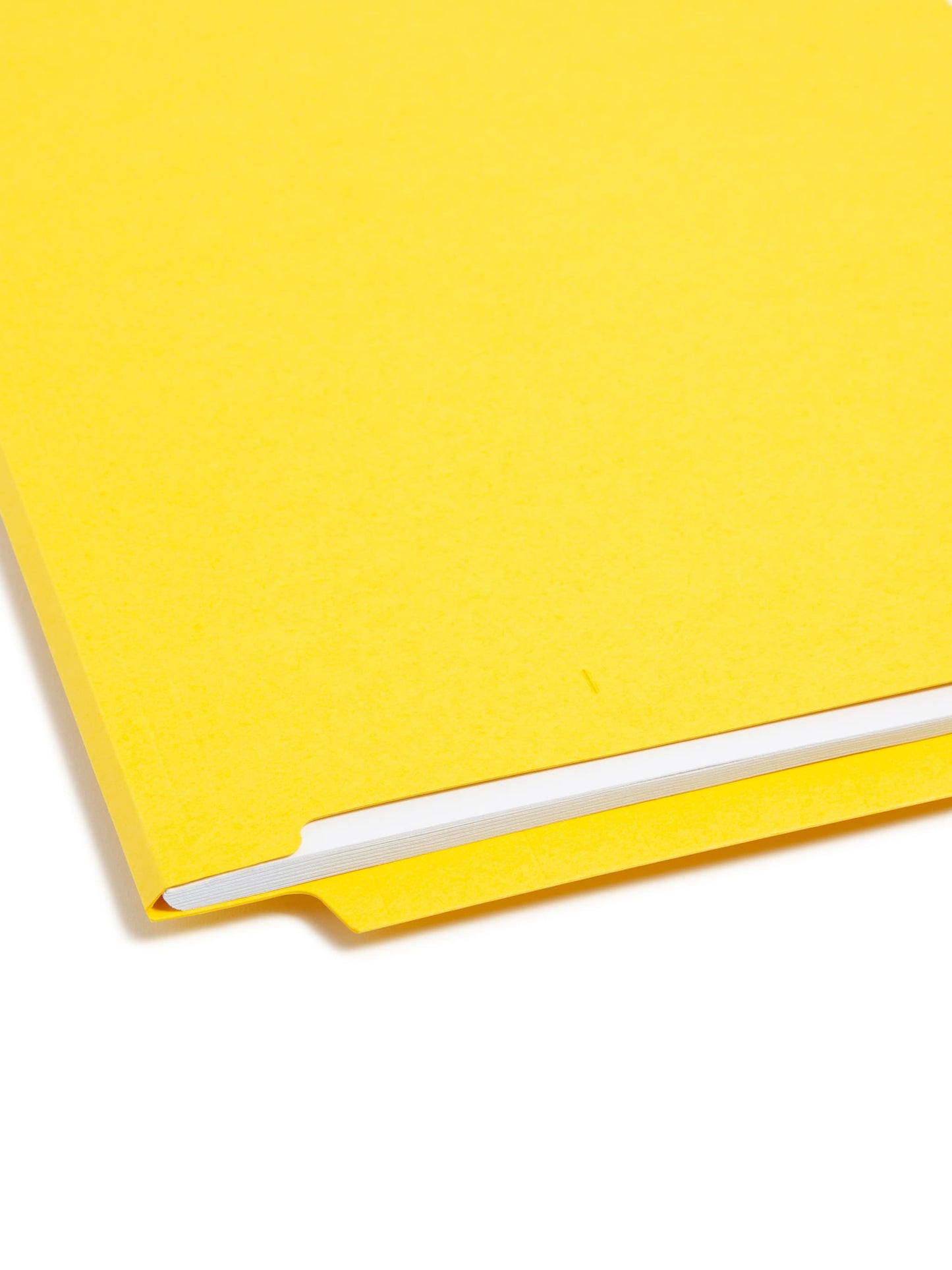 Shelf-Master® Reinforced End Tab Fastener File Folders, Straight-Cut Tab, Yellow Color, Letter Size, Set of 50, 086486259408