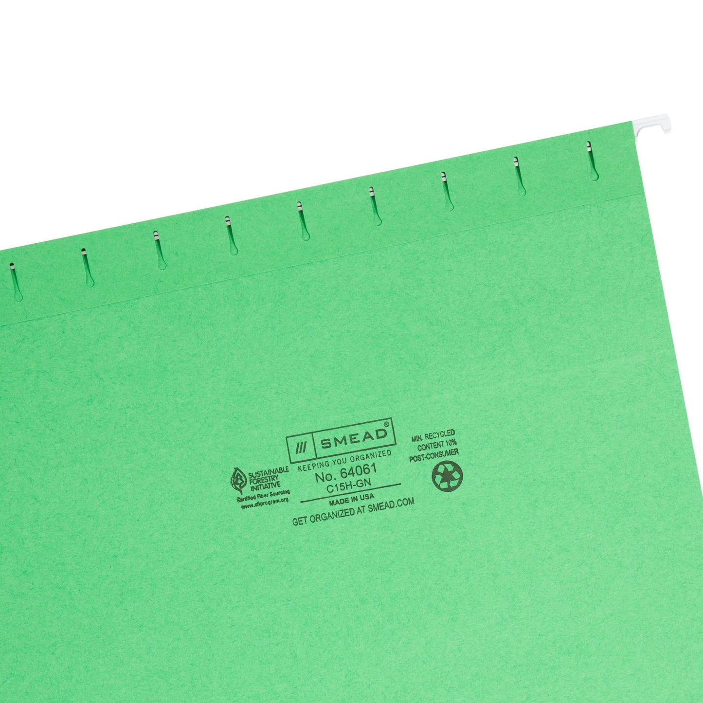 Standard Hanging File Folders with 1/5-Cut Tabs, Green Color, Letter Size, Set of 25, 086486640619
