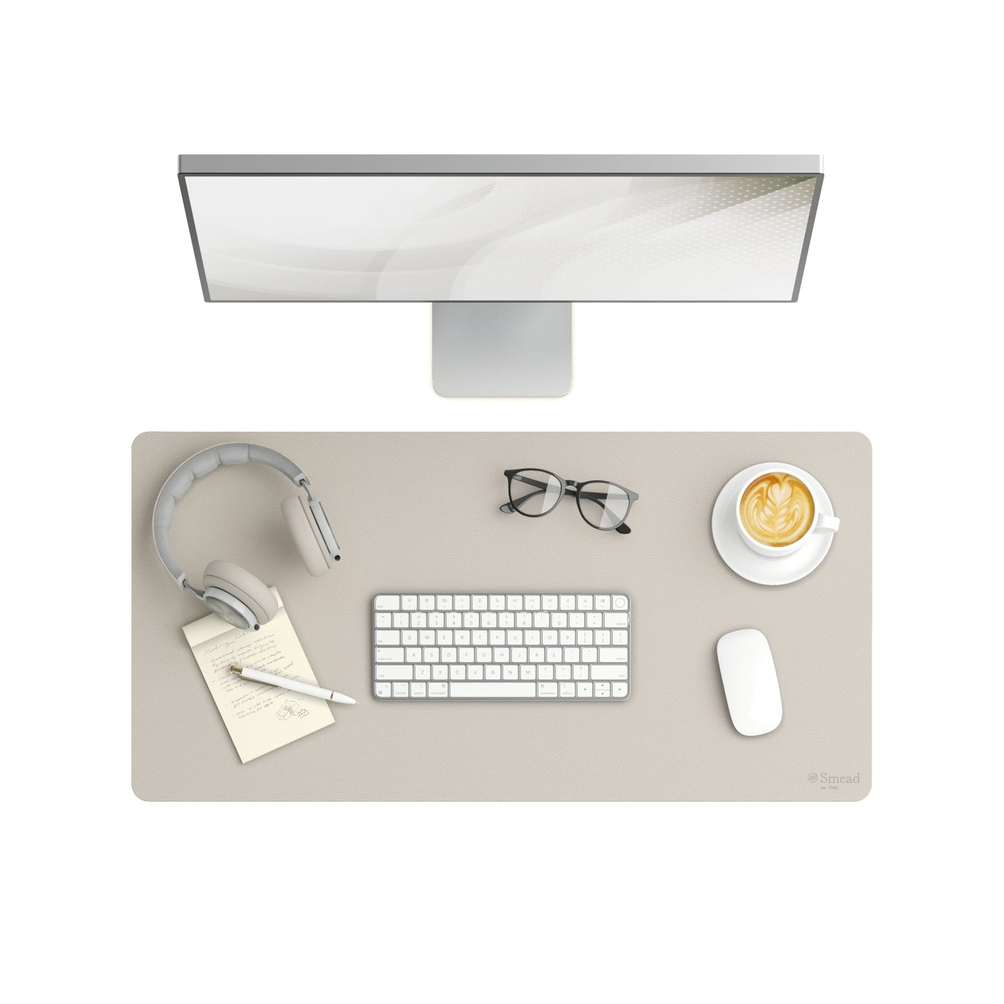 Vegan Leather Desk Pad, Sandstone Color, 31.5"X15.7" Size, Set of 1, 086486648318