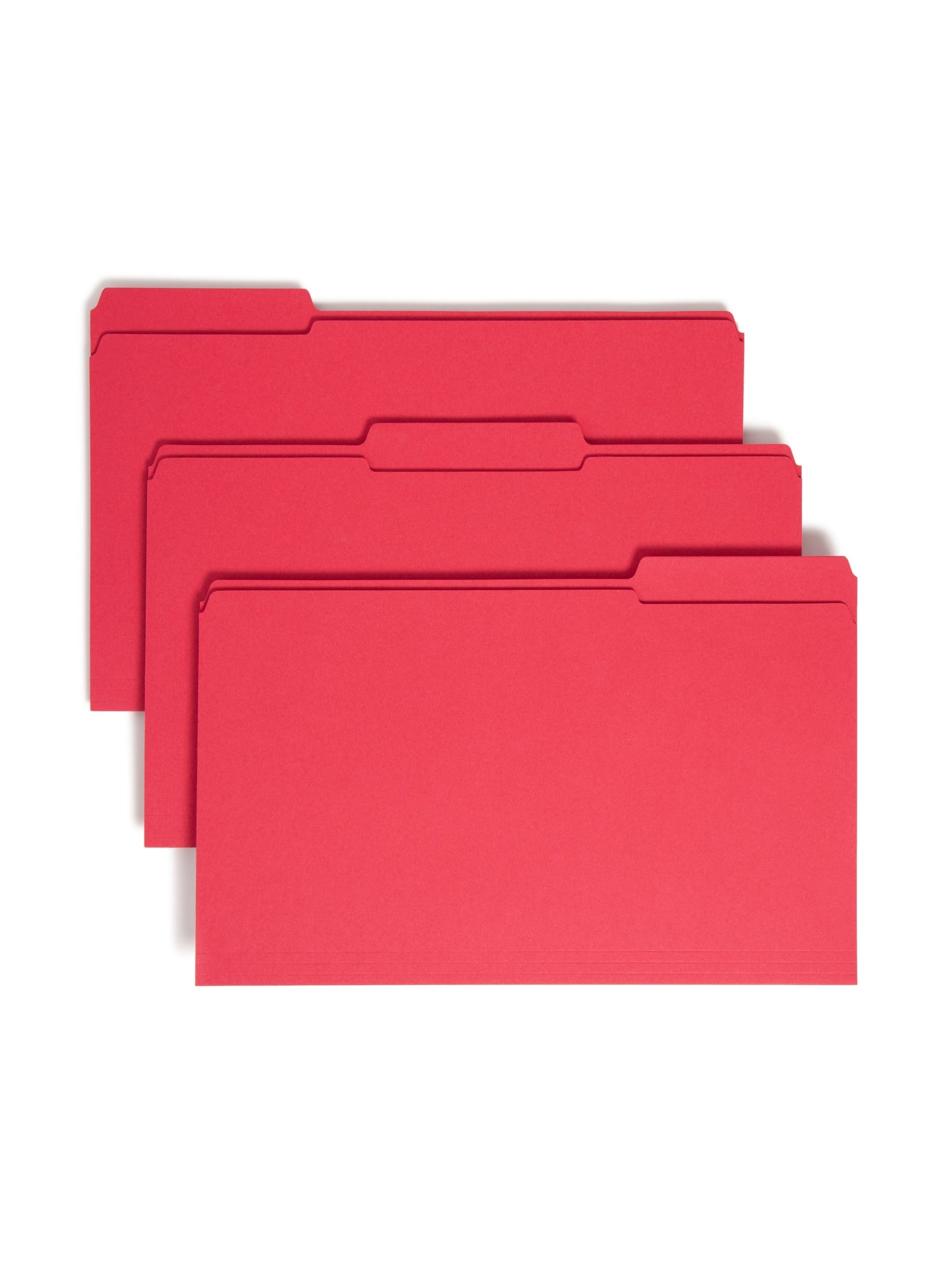 Reinforced Tab File Folders, 1/3-Cut Tab, Red Color, Legal Size, Set of 100, 086486177344