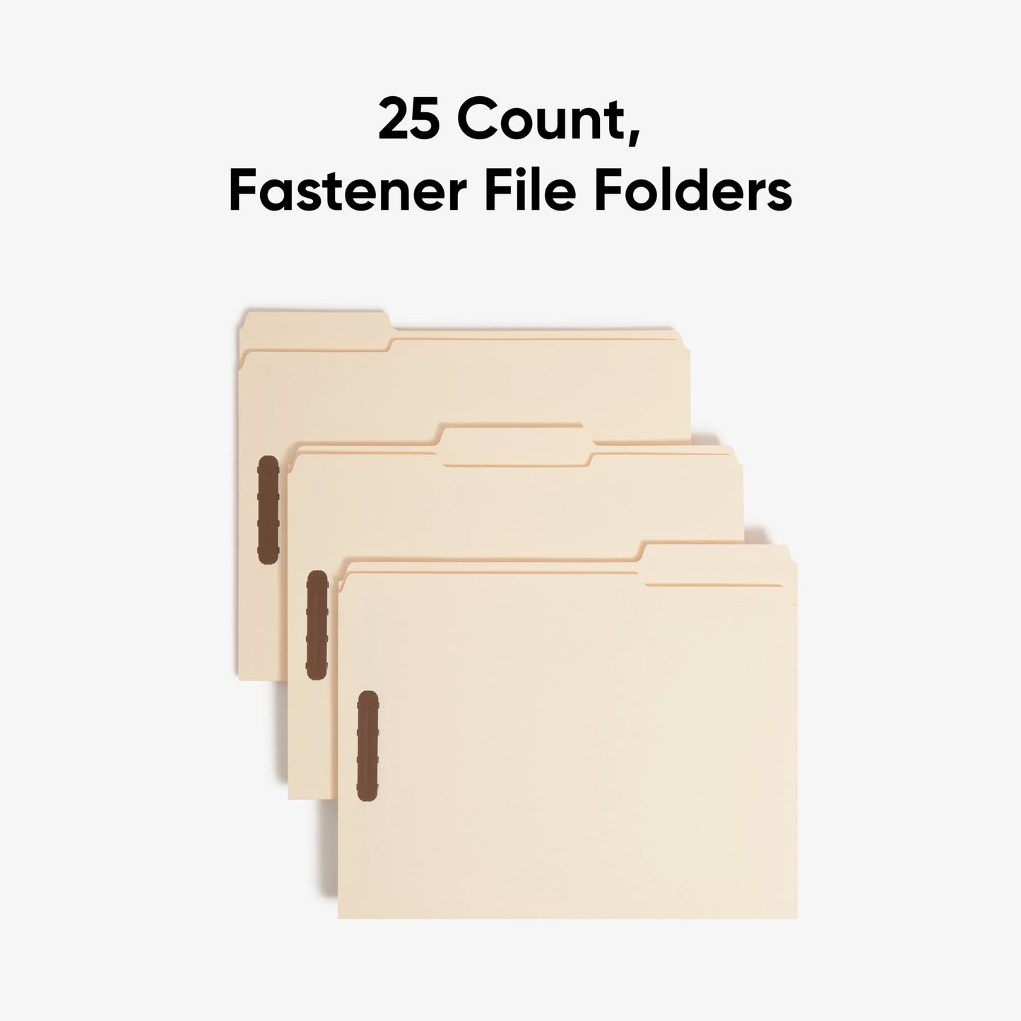 Fastener File Folders, 1/3 Cut, Manila, Letter, Manila Color, Letter Size, Set of 25, 086486145367