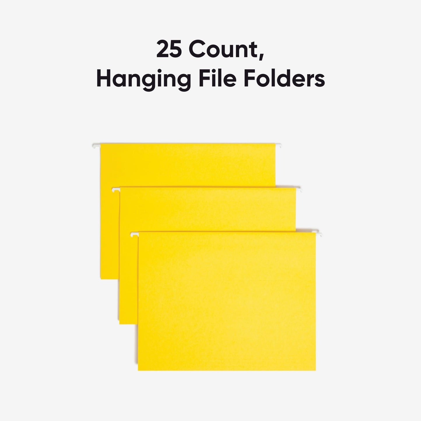 Standard Hanging File Folders with 1/5-Cut Tabs, Yellow Color, Letter Size, Set of 25, 086486640695