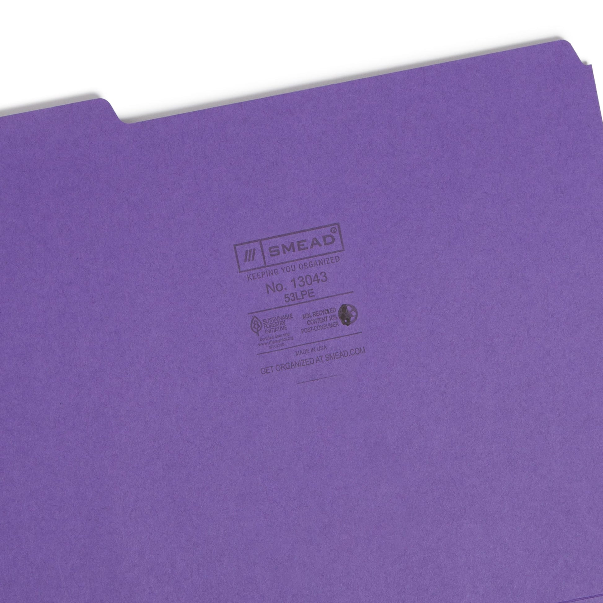 Standard File Folders, 1/3-Cut Tab, Purple Color, Letter Size, Set of 100, 086486130431