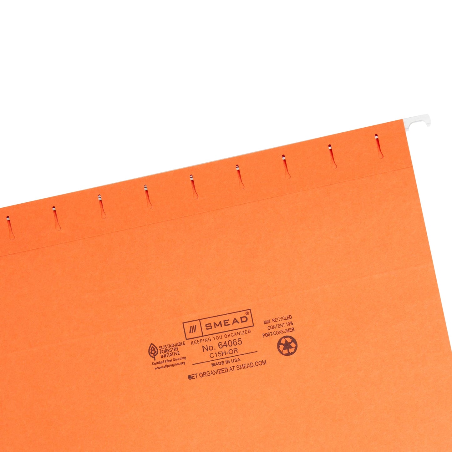 Standard Hanging File Folders with 1/5-Cut Tabs, Orange Color, Letter Size, Set of 25, 086486640657
