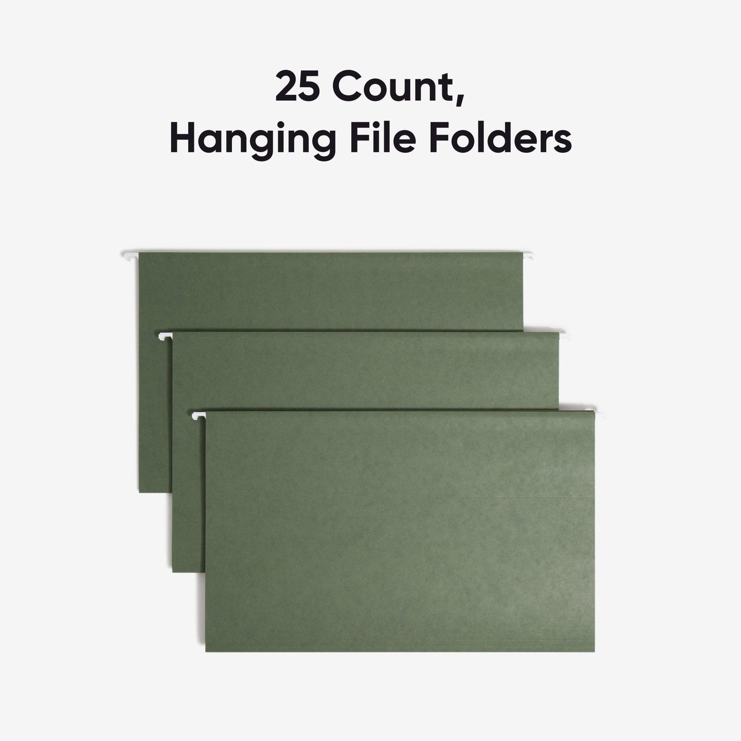 Standard Hanging File Folders with 1/5-Cut Tabs, Standard Green Color, Legal Size, Set of 25, 086486641555
