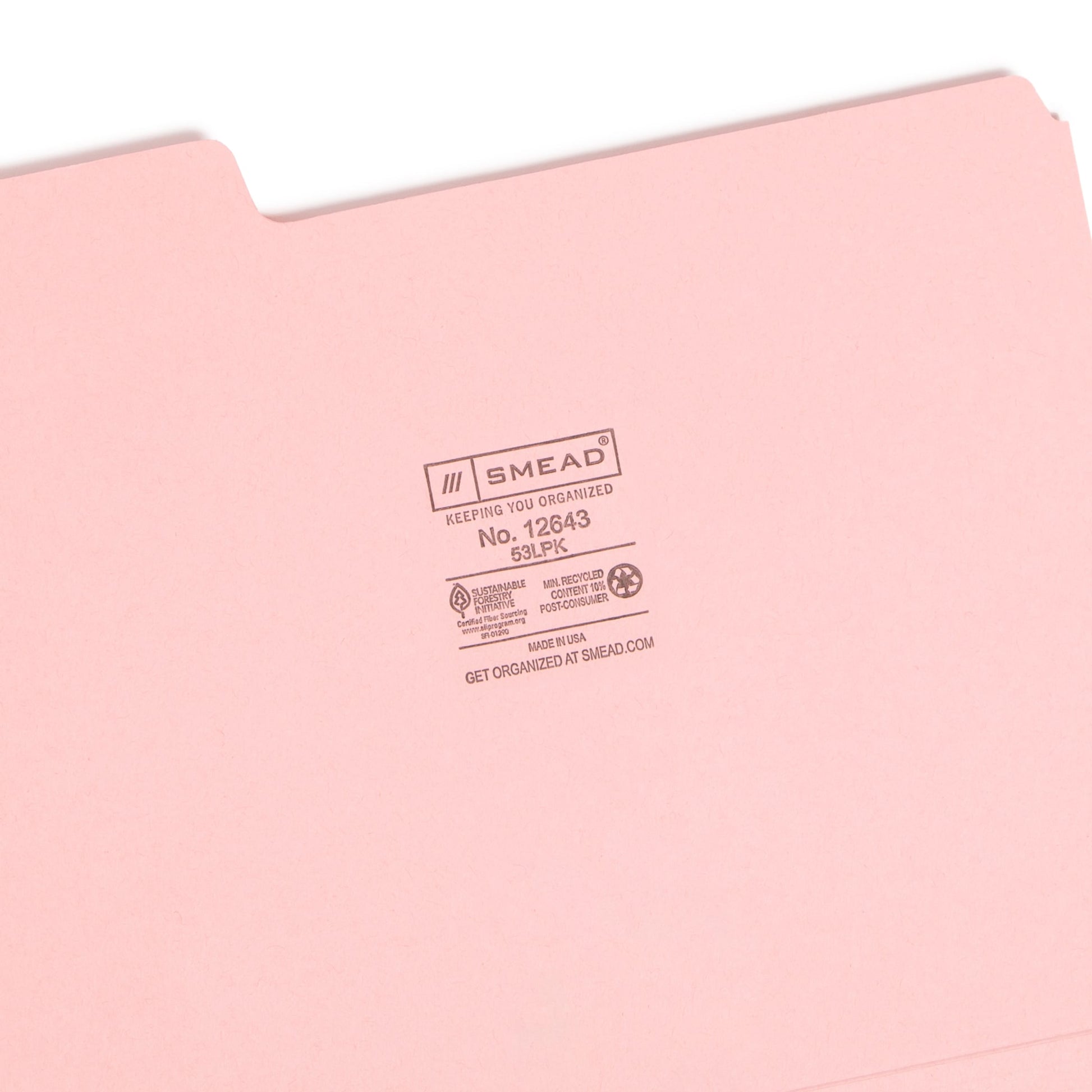 Standard File Folders, 1/3-Cut Tab, Pink Color, Letter Size, Set of 100, 086486126434