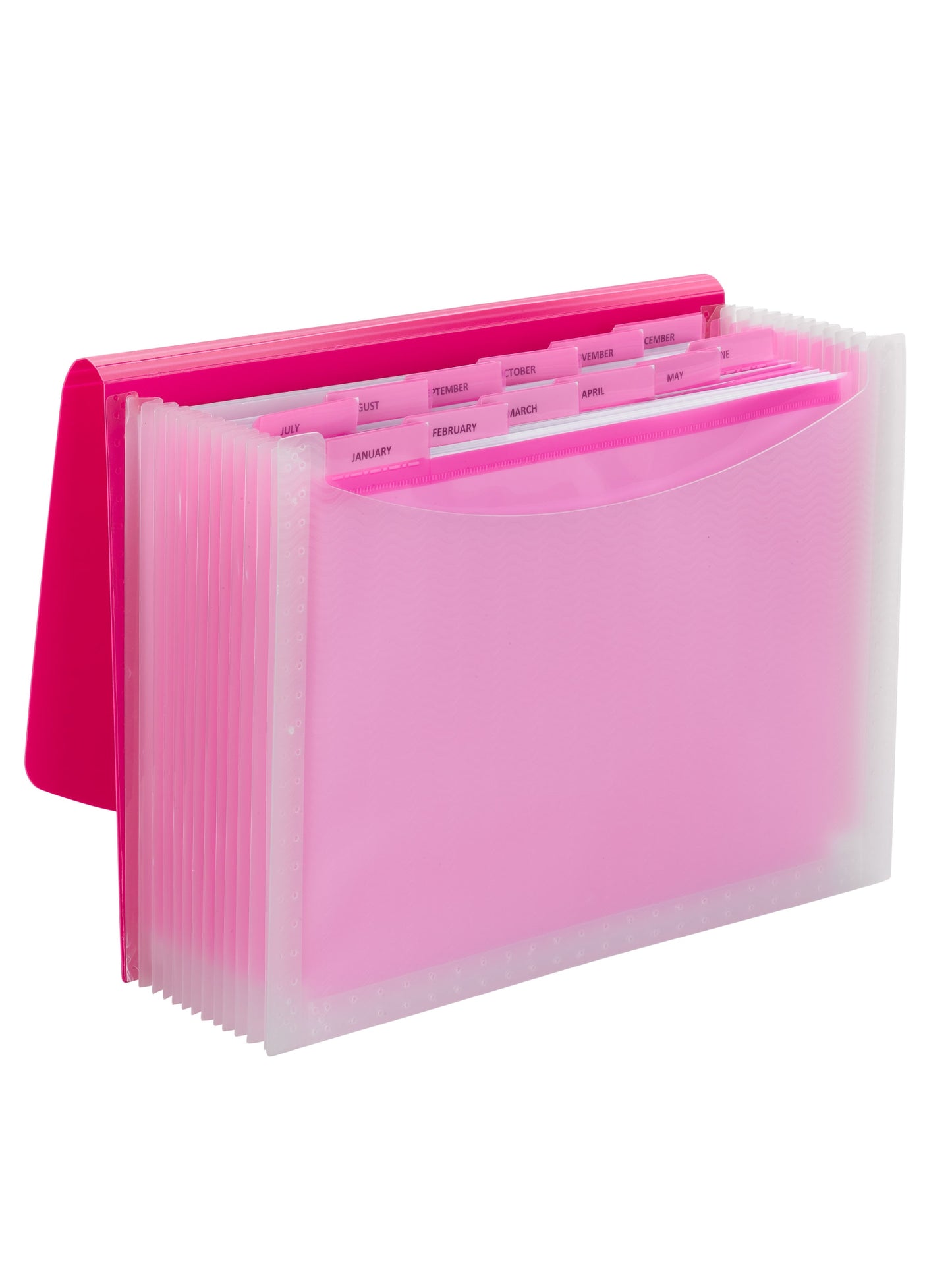 Poly Expanding Files with Flap, 12 Pockets, Wave Pattern, Pink Color, Letter Size, Set of 1, 086486708647