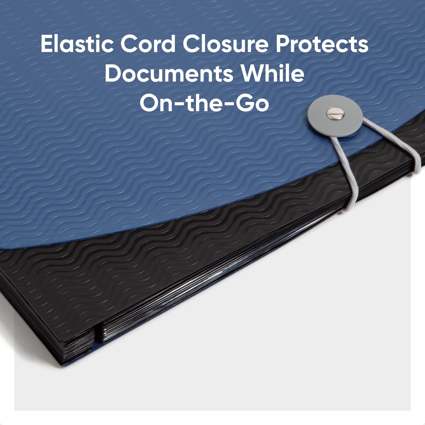 Poly Expanding Files with Flap, 12 Pockets, Wave Pattern, Blue Color, Letter Size, Set of 1, 086486708630