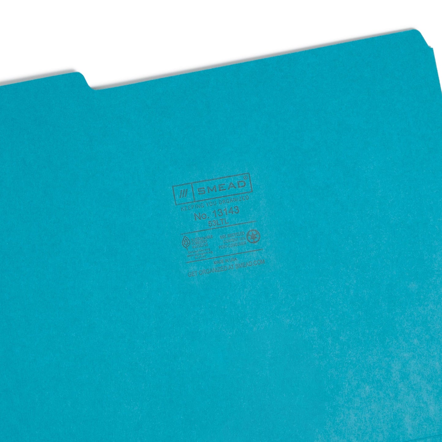 Standard File Folders, 1/3-Cut Tab, Teal Color, Letter Size, Set of 100, 086486131438