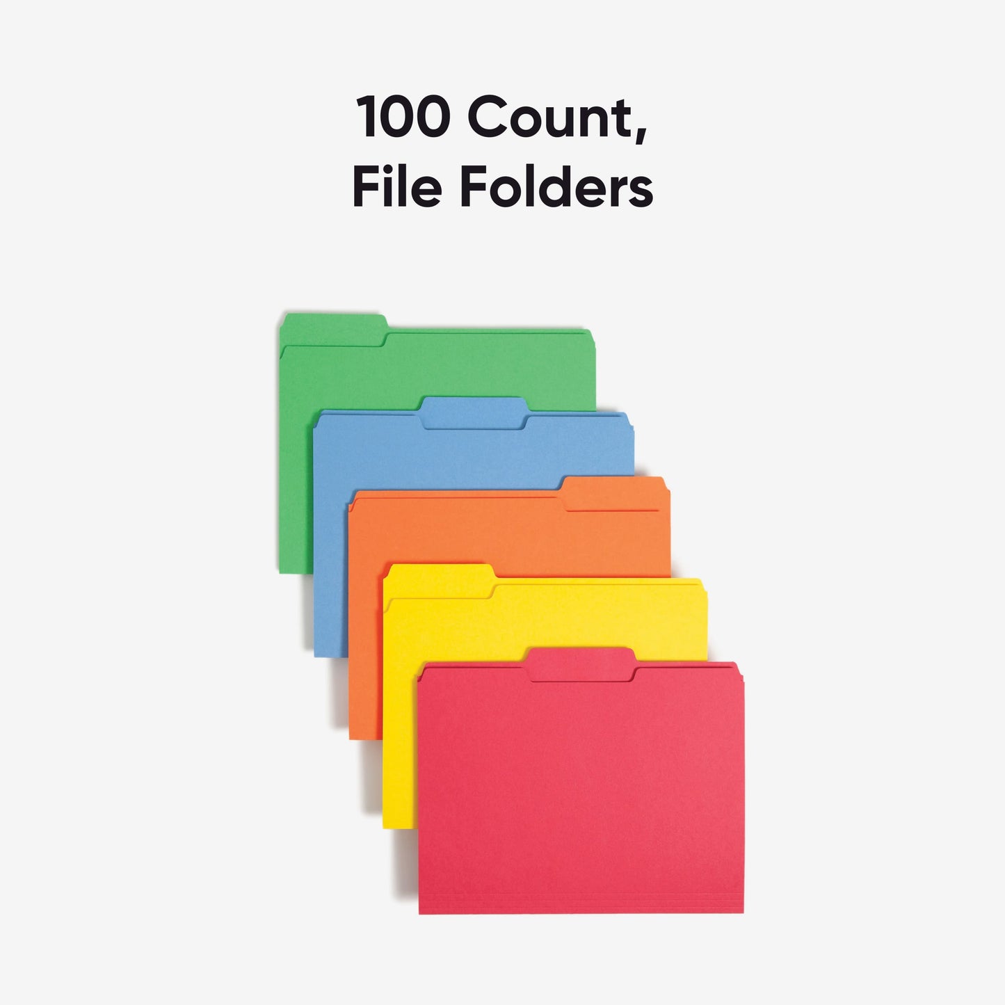 Standard File Folders, 1/3-Cut Tab, Assorted Colors Color, Letter Size, Set of 100, 086486119436