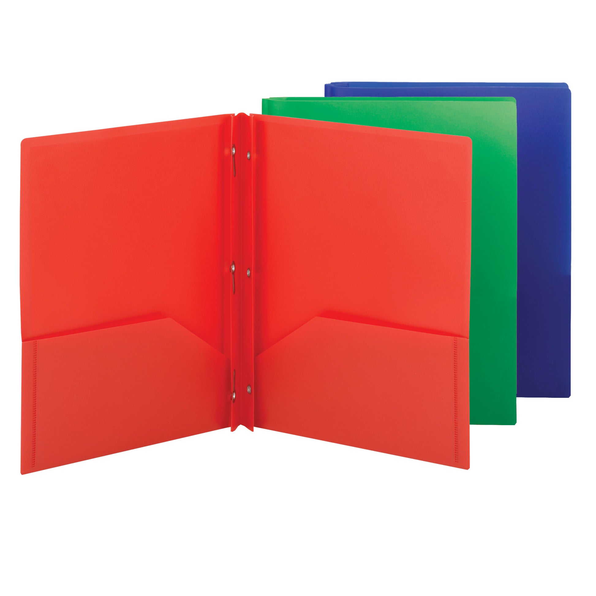 Poly Two-Pocket Folders with Fasteners, Assorted Colors Color, Letter Size, Set of 3, 086486877374