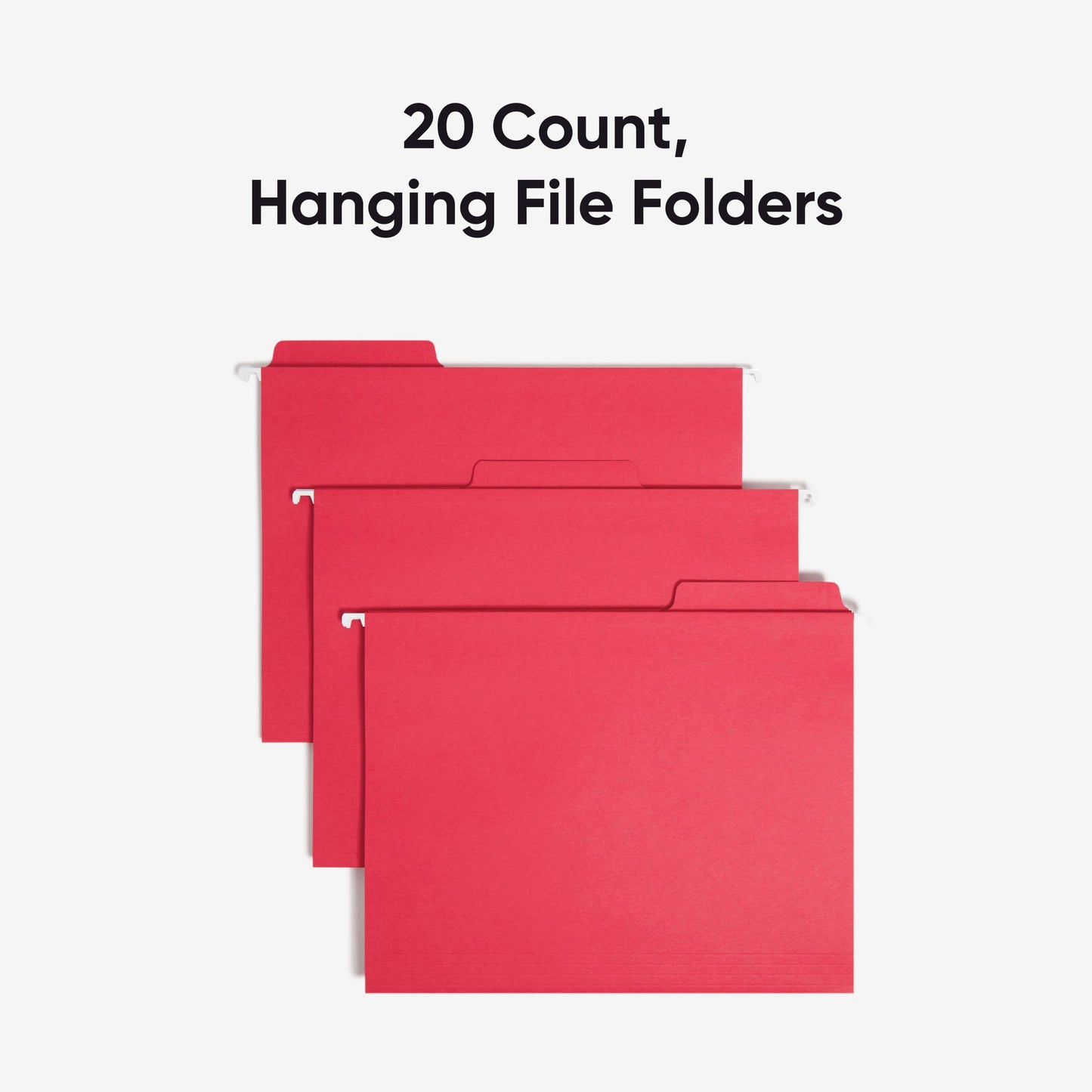 FasTab® Hanging File Folders, 1/3-Cut Tab, Red Color, Letter Size, Set of 20, 086486640961
