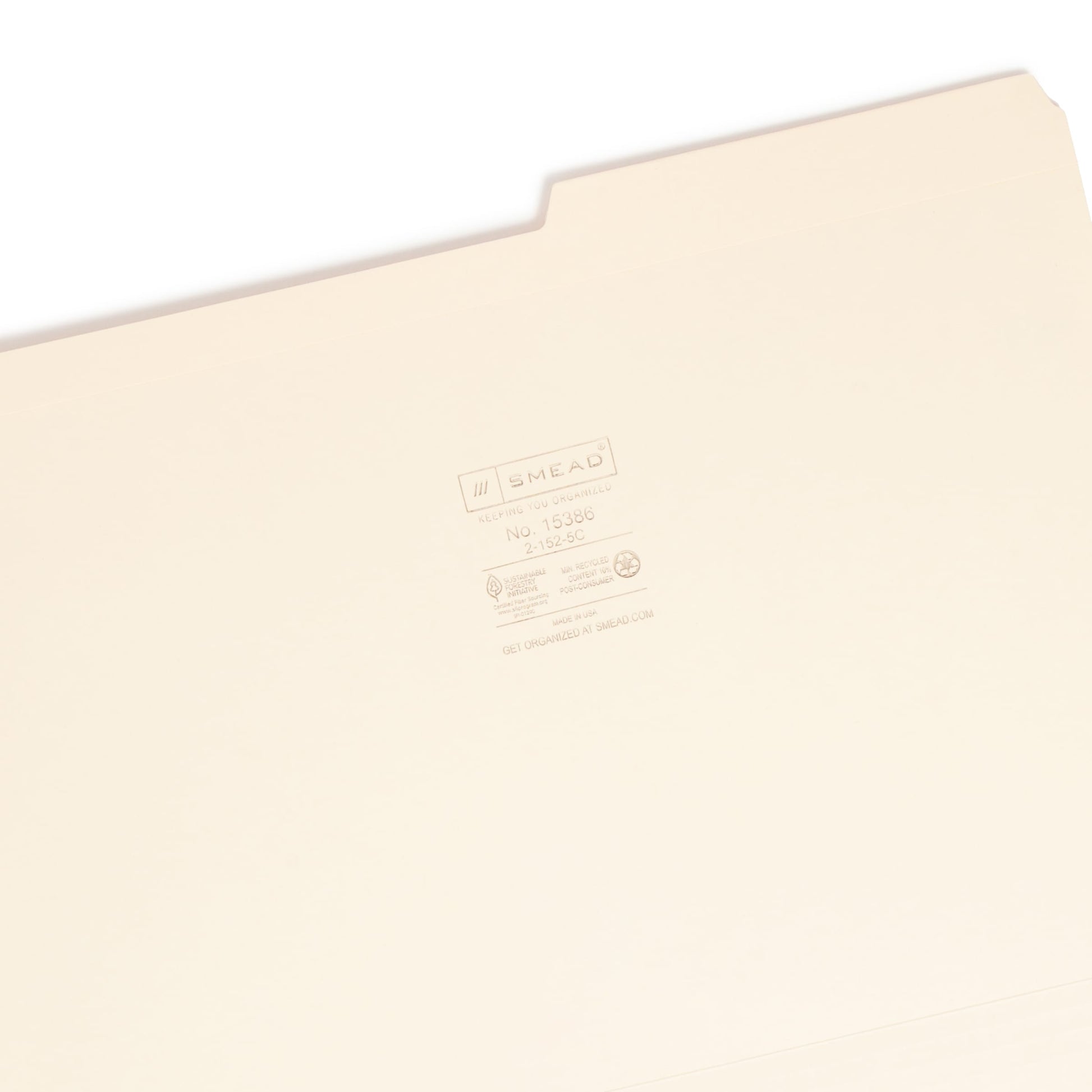 Reinforced Tab File Folders, 2/5-Cut  Right Tab, Manila Color, Legal Size, Set of 100, 086486153867