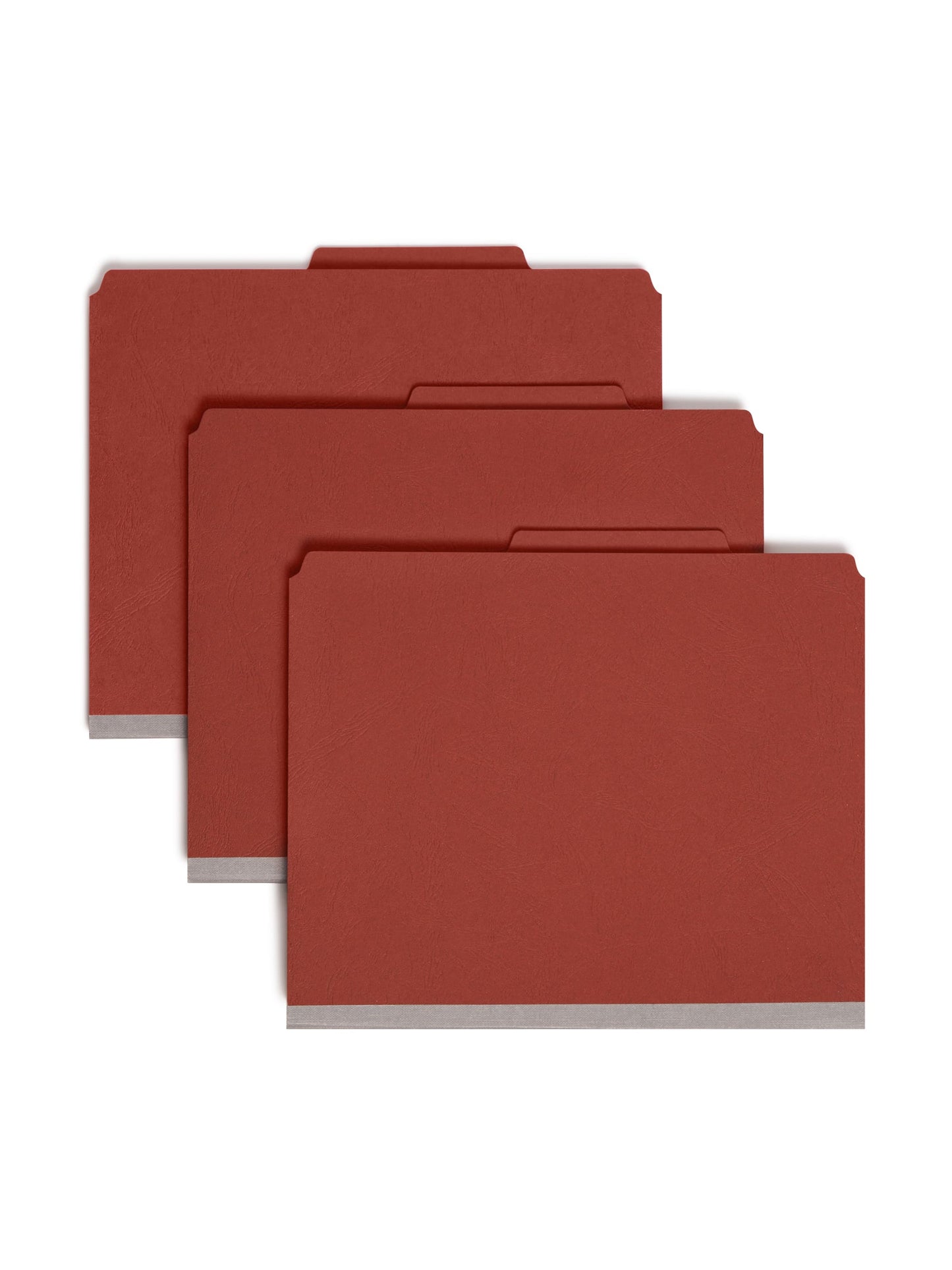 SafeSHIELD® Premium Pressboard Classification File Folders, 2 Dividers, 2 inch Expansion, 2/5-Cut Tab, Red Color, Letter Size, Set of 10, 30086486142053