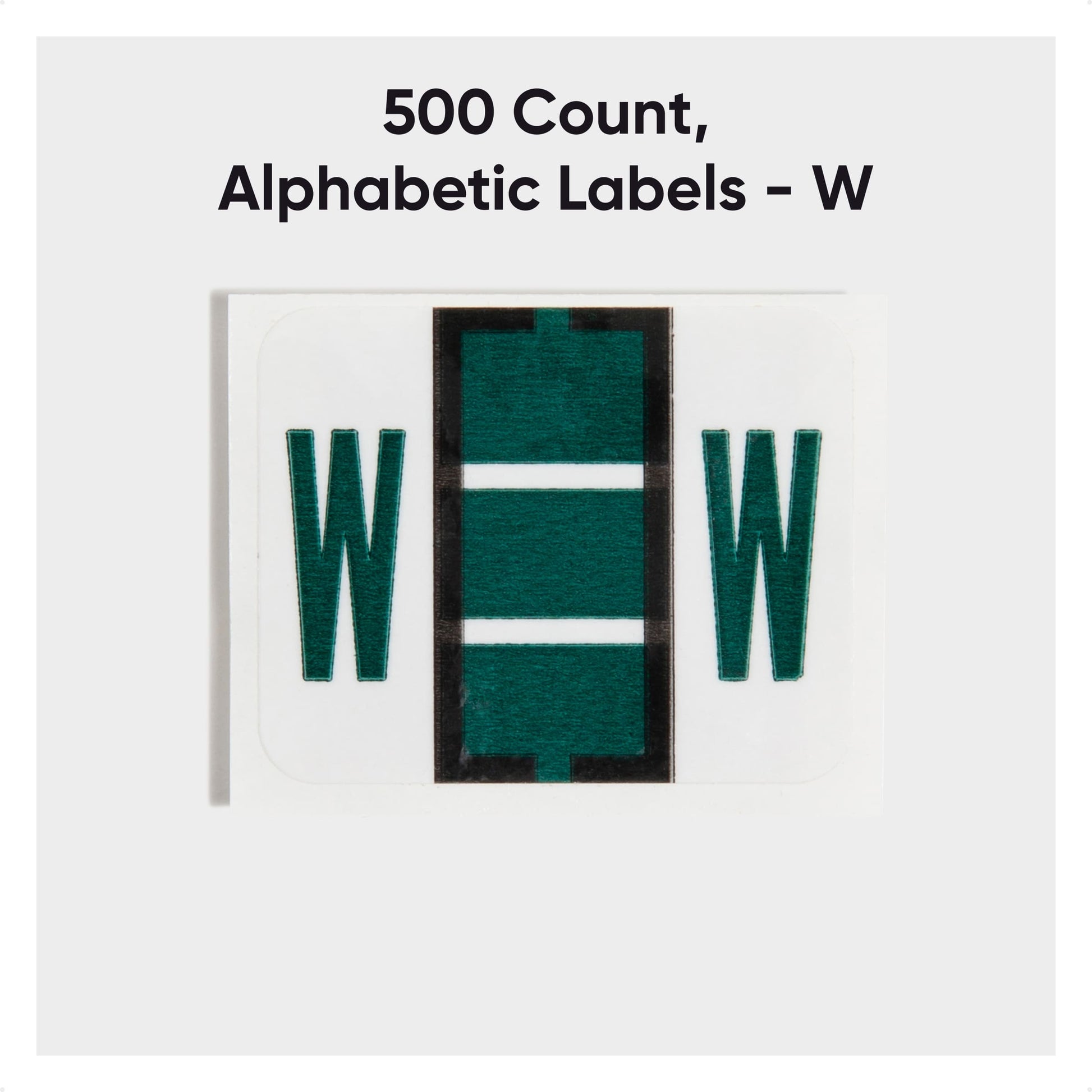 BCCR Bar Style Color-Coded Alphabetic Labels, A-Z Rolls, Dark Green Color, 1-1/4" X 1" Size, Set of 50, 086486670937