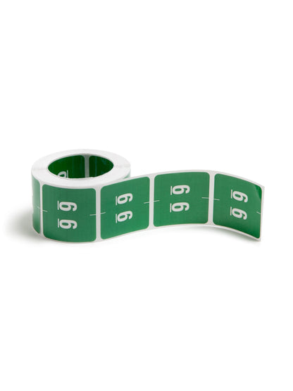 DCC Color-Coded Numeric Labels - Rolls, Green Color, 1-1/2" X 1-1/2" Size, Set of 1, 086486674263