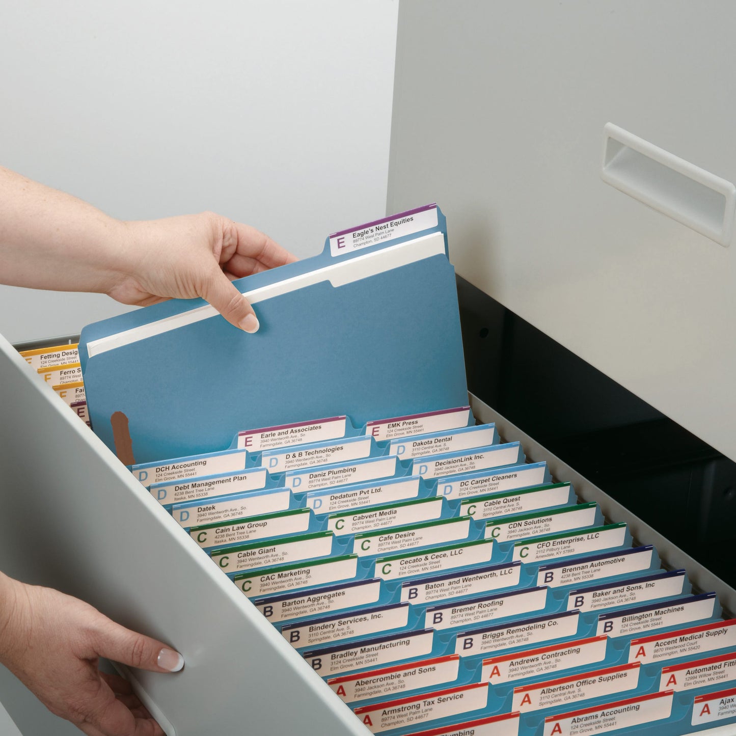 Reinforced Tab Fastener File Folders, 1/3-Cut Tab, 2 Fasteners, Blue Color, Letter Size, Set of 50, 086486120401