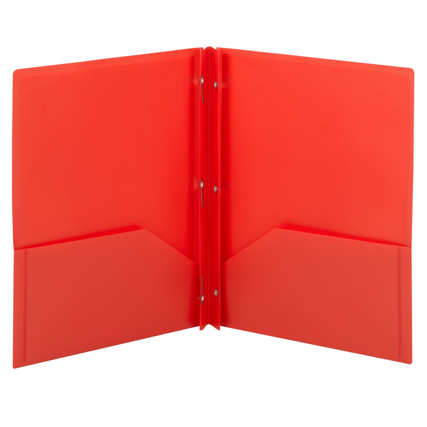 Poly Two-Pocket Folders with Fasteners, Red Color, Letter Size, Set of 3, 086486877305