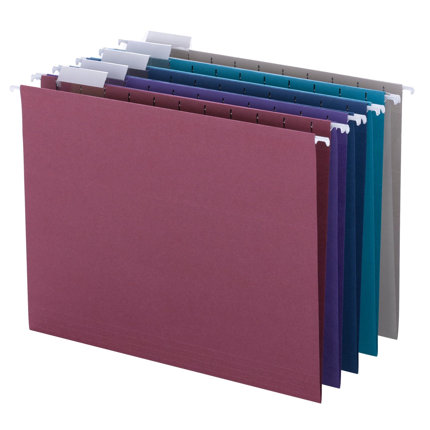 Standard Hanging File Folders with 1/5-Cut Tabs, Assorted Jewel Tones Color, Letter Size, Set of 25, 086486640565