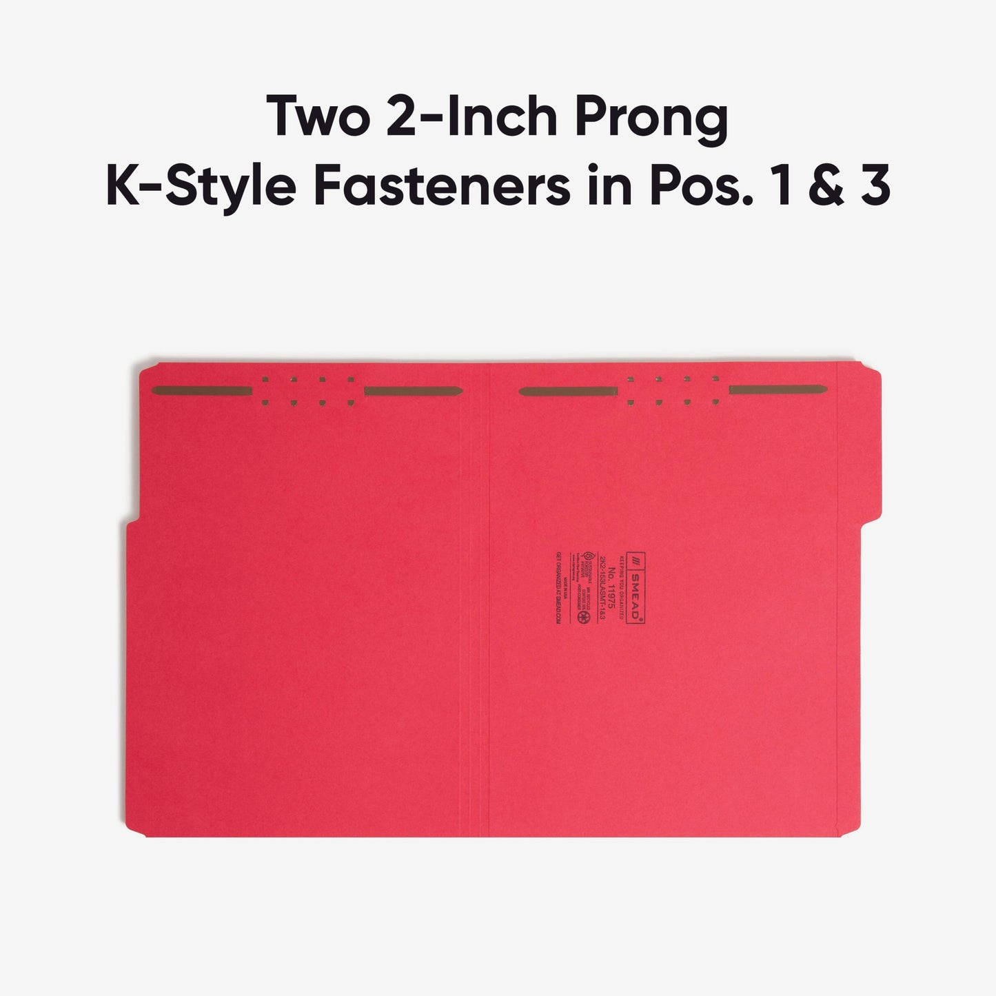 Reinforced Tab Fastener File Folders, 1/3-Cut Tab, 2 Fasteners, Assorted Colors Color, Letter Size, Set of 50, 086486119757