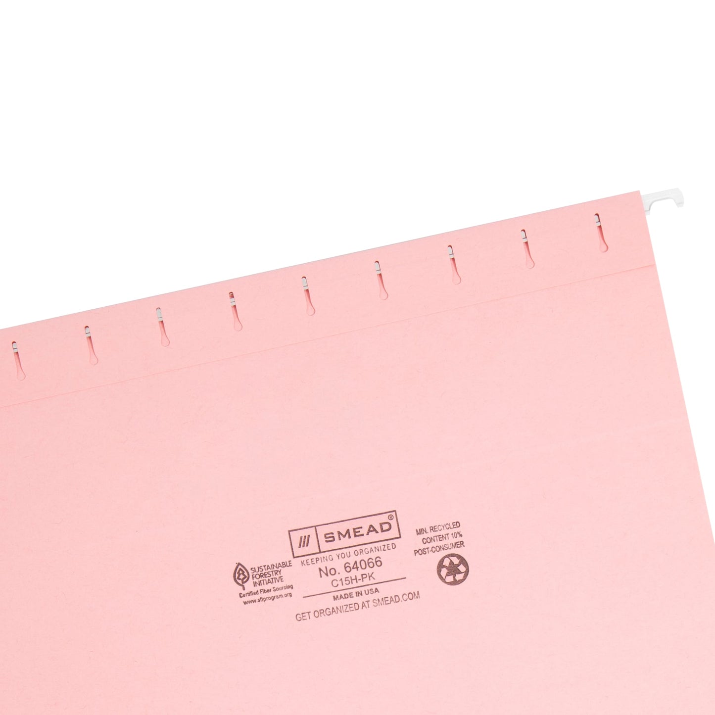 Standard Hanging File Folders with 1/5-Cut Tabs, Pink Color, Letter Size, Set of 25, 086486640664