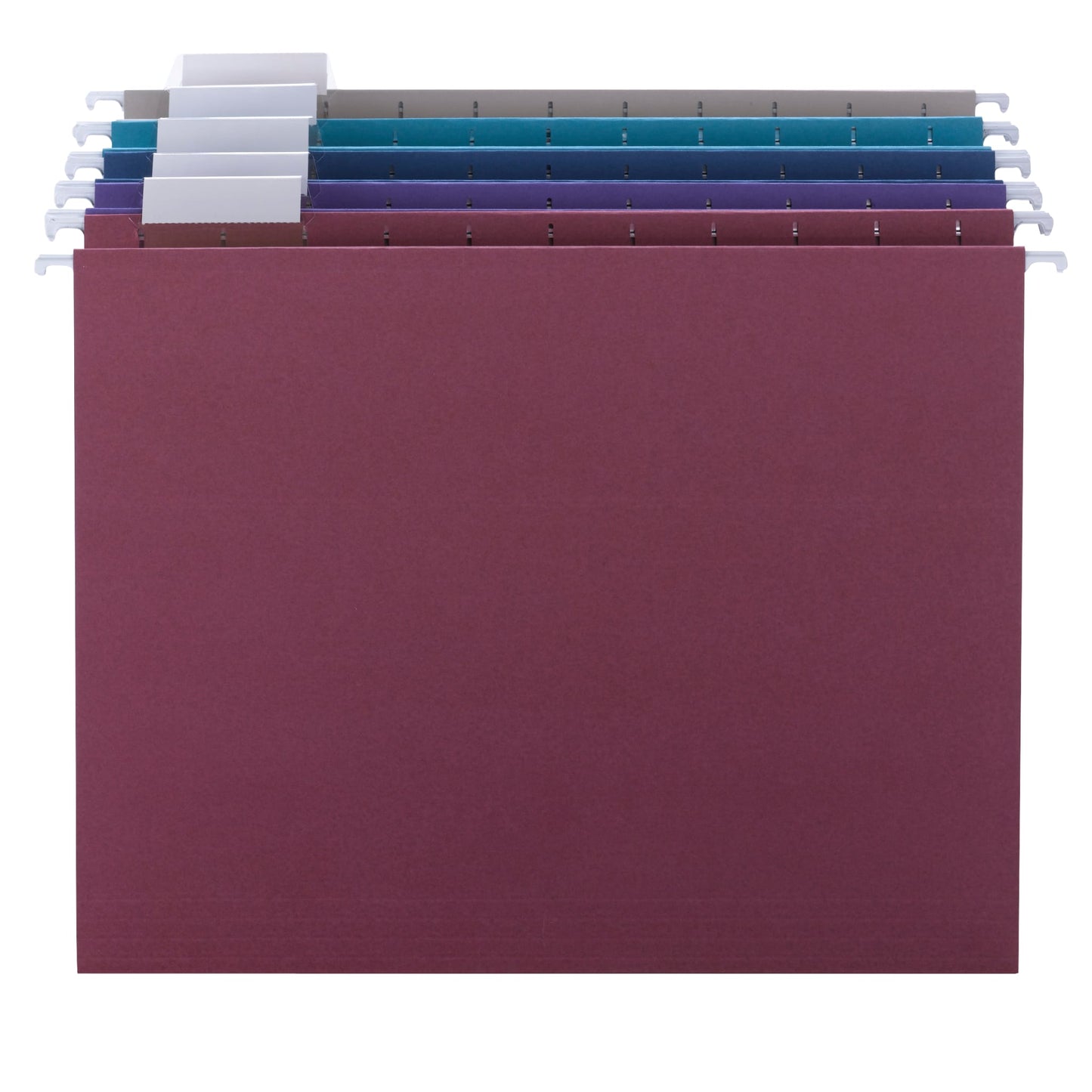 Standard Hanging File Folders with 1/5-Cut Tabs, Assorted Jewel Tones Color, Letter Size, Set of 25, 086486640565