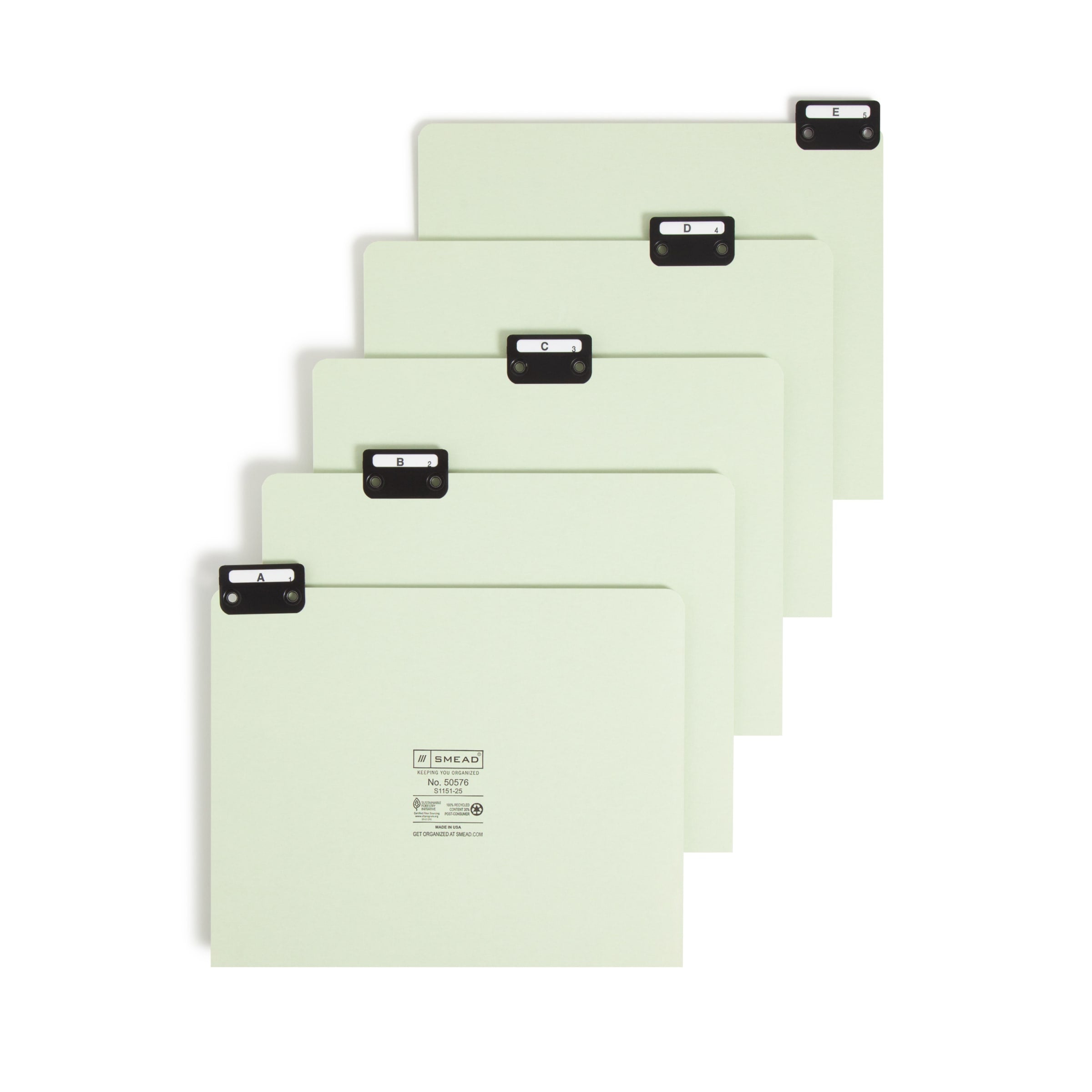 Smead Heavyweight Filing Guides with Alphabetic Indexing, 1/5Cut Metal Tab