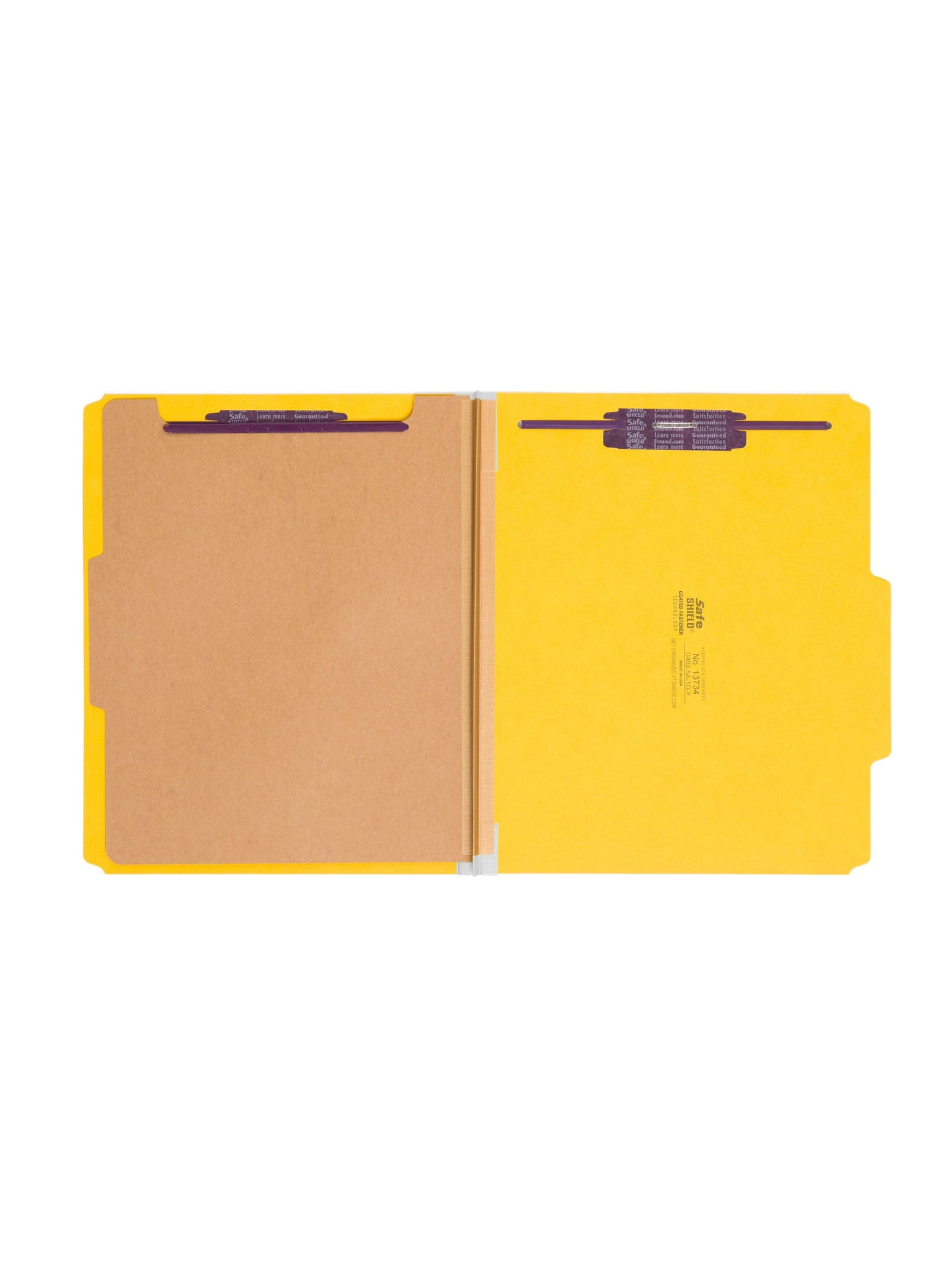 SafeSHIELD® Pressboard Classification File Folders, 1 Divider, 2 inch Expansion, Yellow Color, Letter Size,