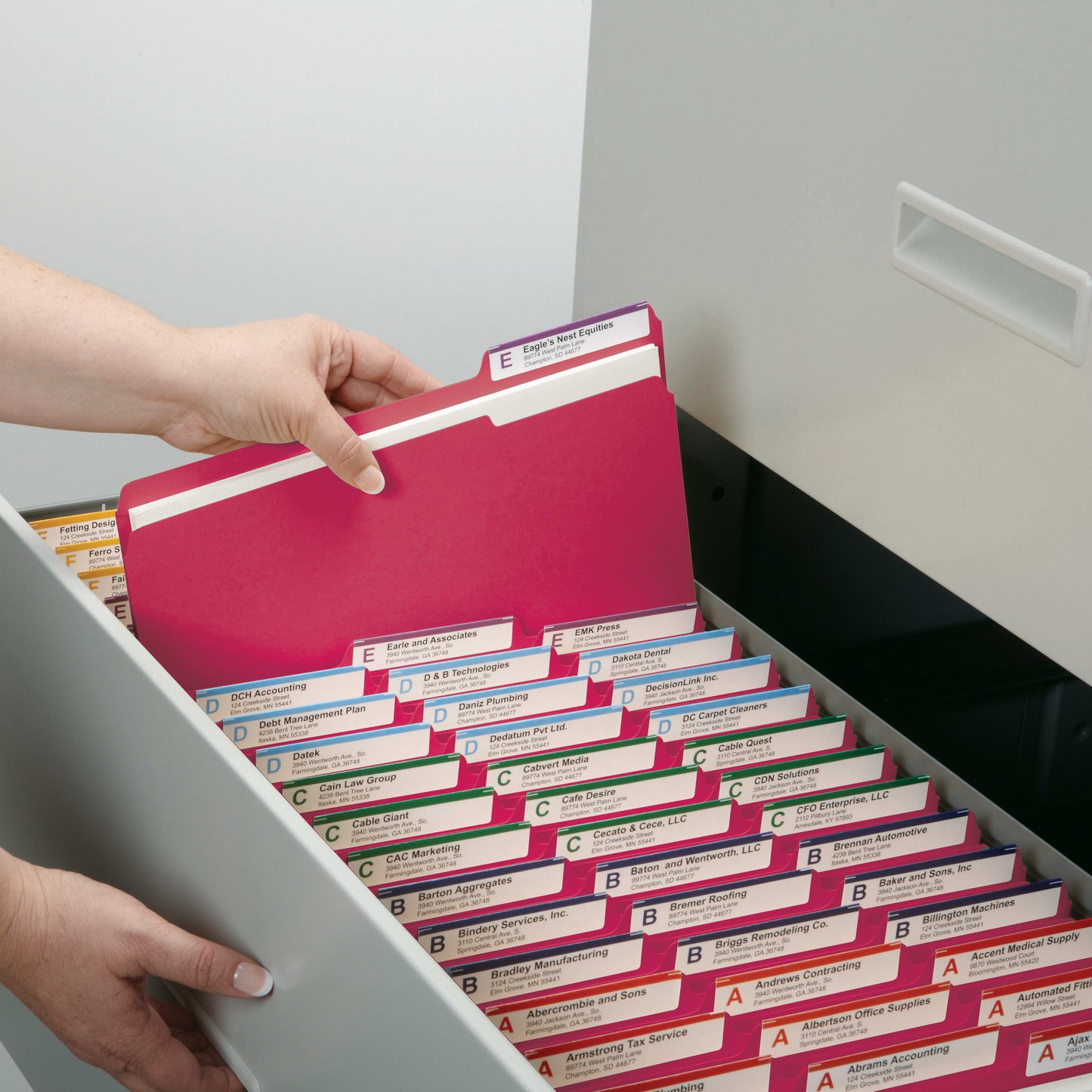 Standard File Folders, 1/3-Cut Tab, Red Color, Letter Size, Set of 100, 086486127431