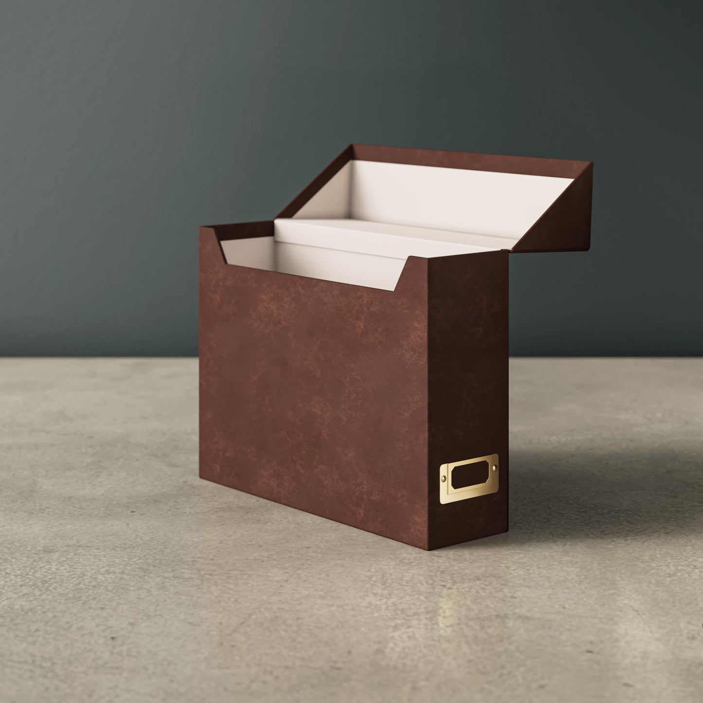 Flip Top Box, Saddle Color, 13" X 9.4" X 3.7" Size, Set of 1, 086486702348