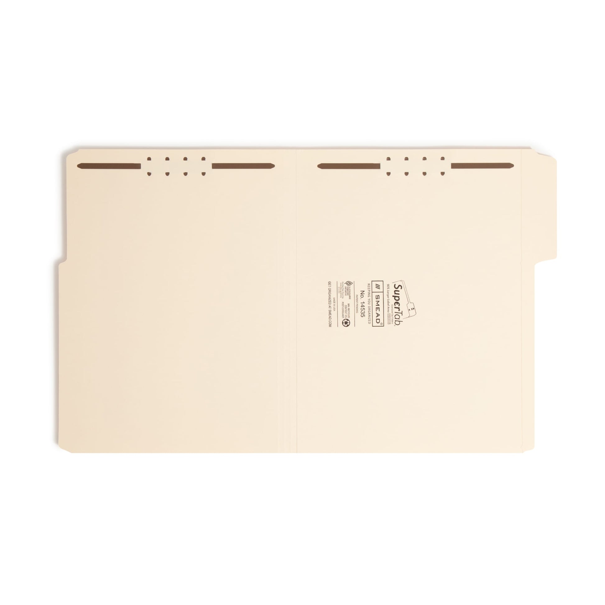 SuperTab® Fastener File Folders, Manila Color, Letter Size, Set of 50, 086486145350
