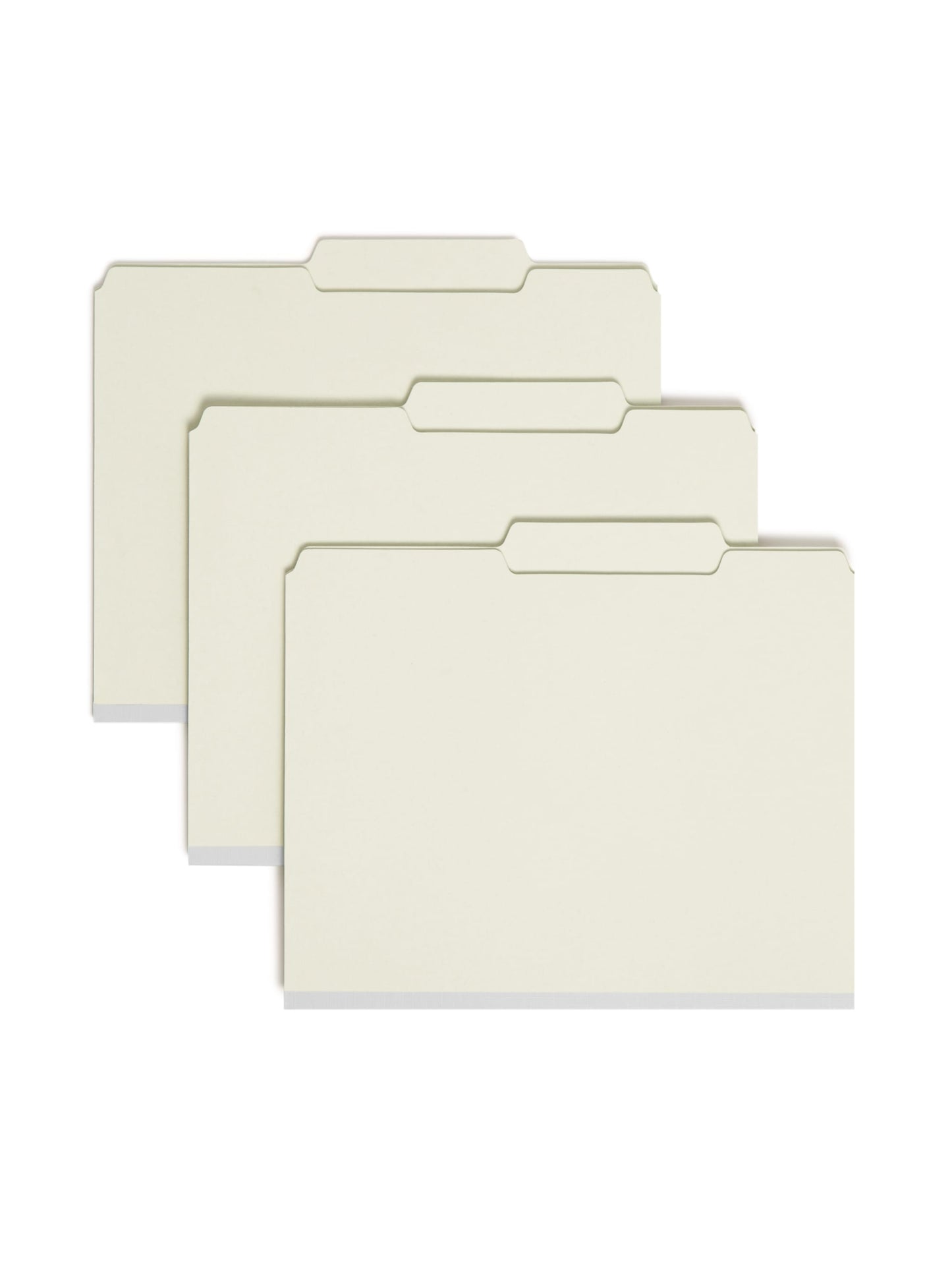 SafeSHIELD® Pressboard Fastener File Folders, 2 inch Expansion, ROC Position 2/5-Cut Tab, Gray/Green Color, Letter Size,