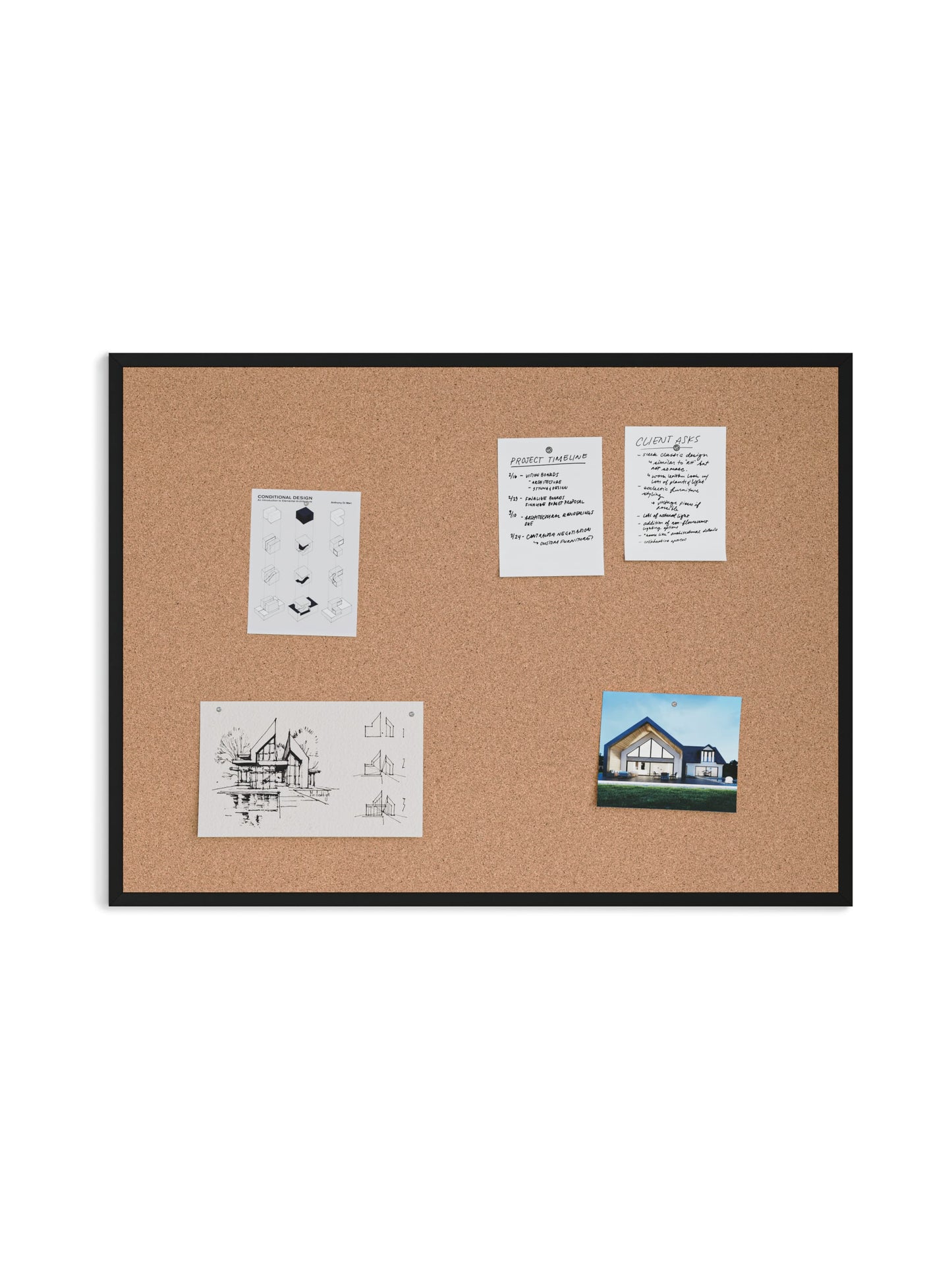 MDF Frame Cork Board, Black, Black, 47" x 35", 4 x 3, Black, 47" X 35" Size, Set of 1, 817894028764