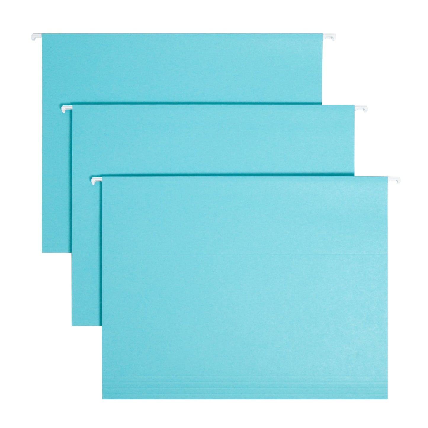 Standard Hanging File Folders with 1/5-Cut Tabs, Aqua Color, Letter Size, Set of 25, 086486640589