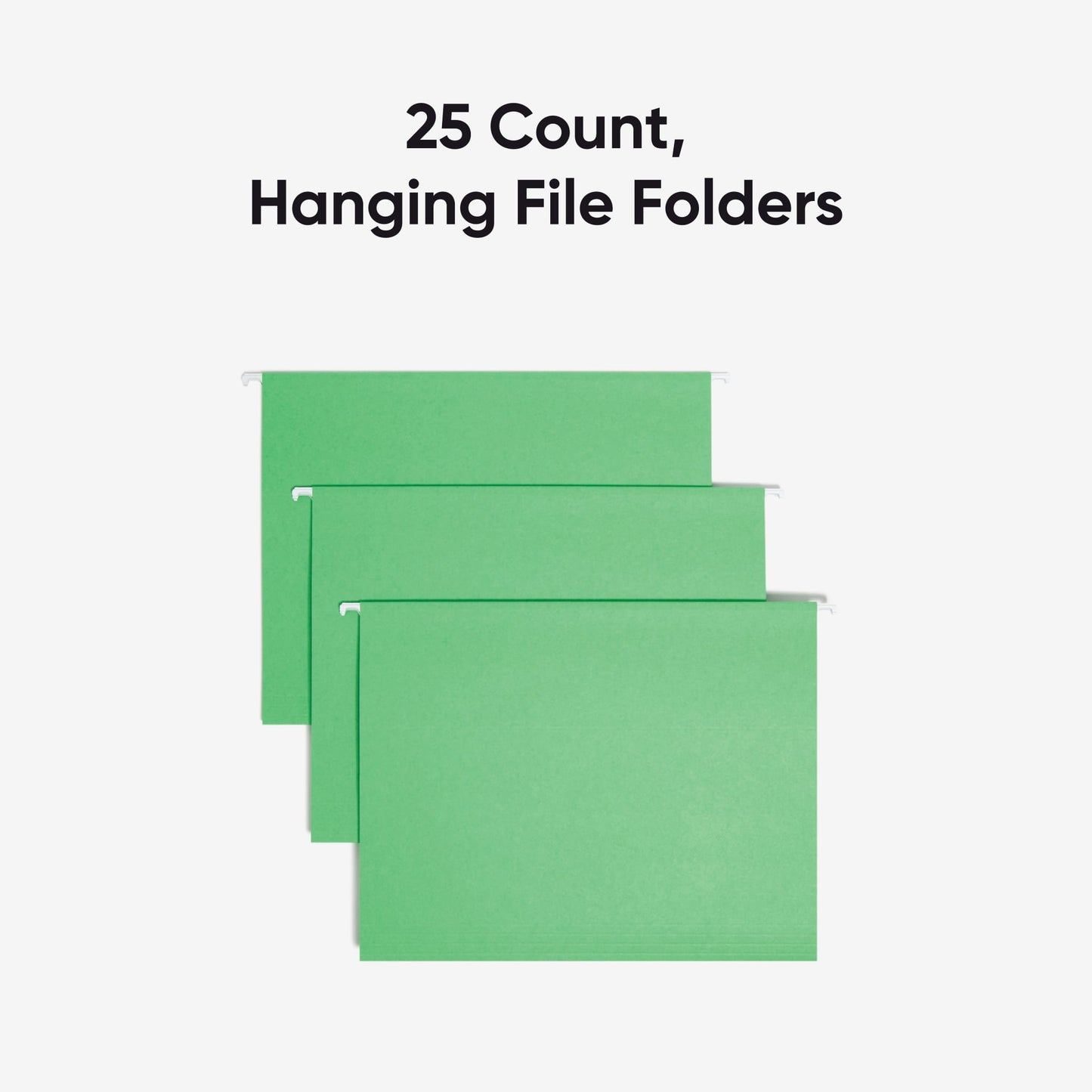 Standard Hanging File Folders with 1/5-Cut Tabs, Green Color, Letter Size, Set of 25, 086486640619