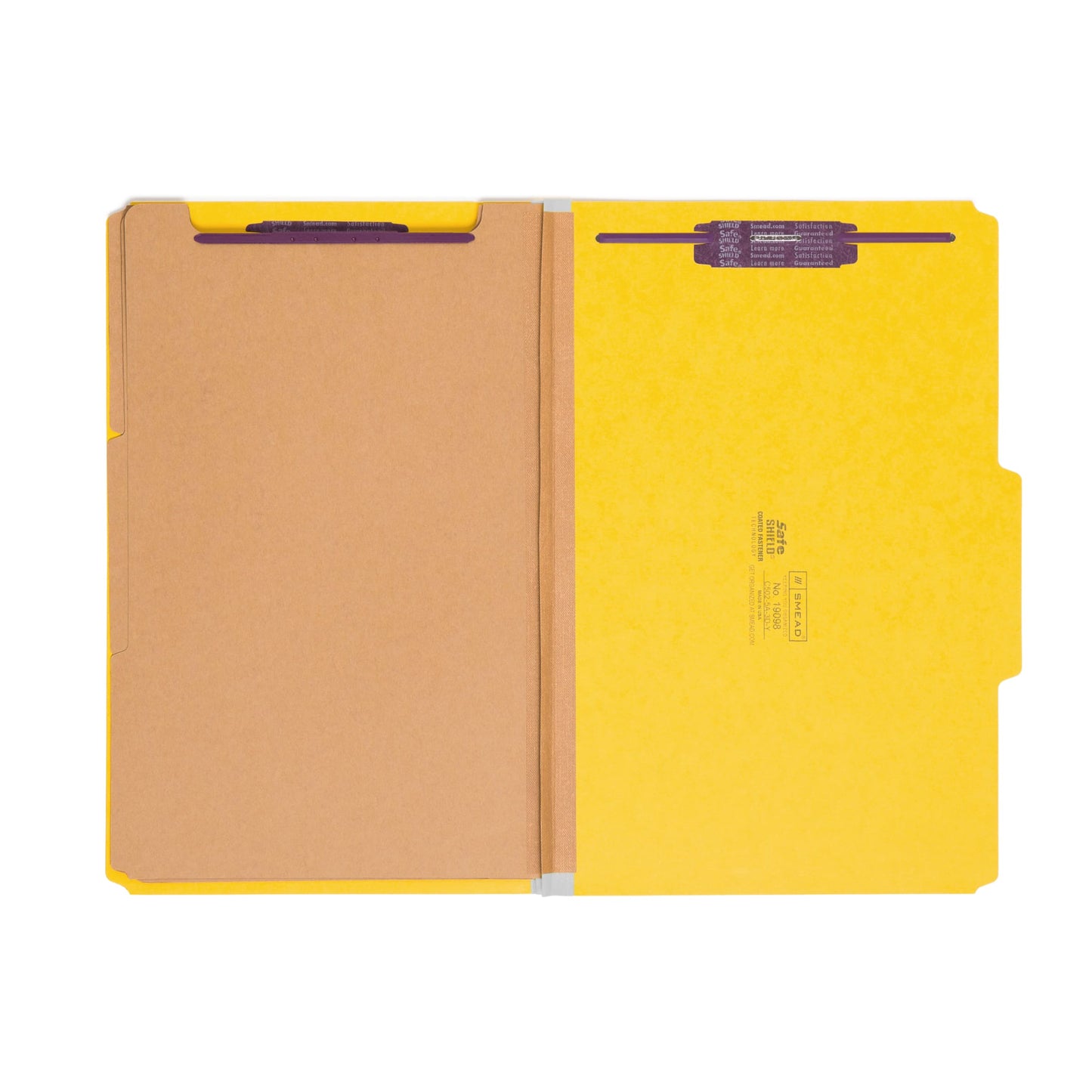 SafeSHIELD® Pressboard Classification File Folders, 3 Dividers, 3 inch Expansion, 2/5-Cut Tab, Yellow Color, Legal Size, Set of 10, 30086486190986