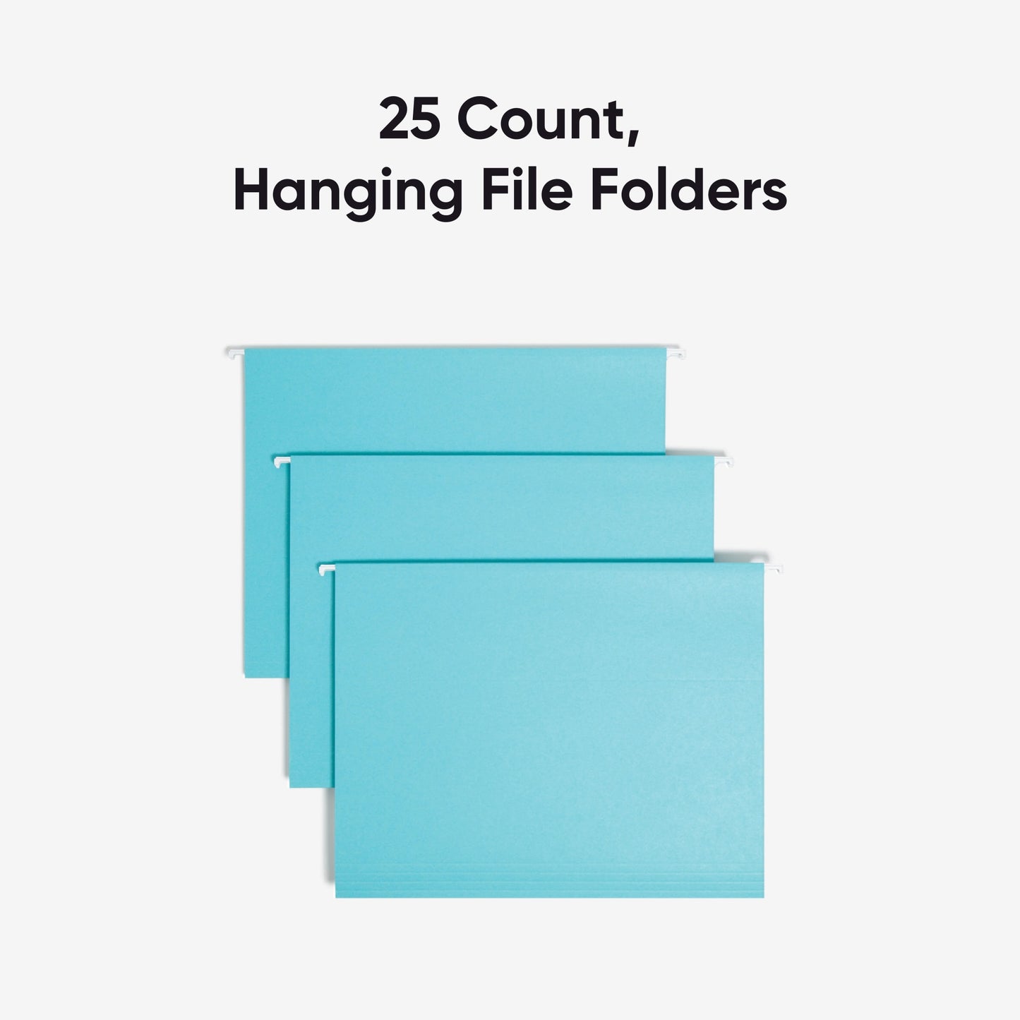 Standard Hanging File Folders with 1/5-Cut Tabs, Aqua Color, Letter Size, Set of 25, 086486640589