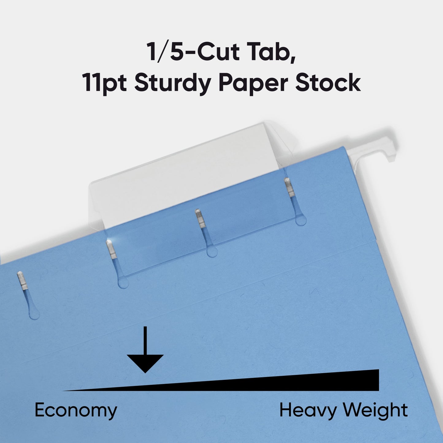 Standard Hanging File Folders with 1/5-Cut Tabs, Blue Color, Letter Size, Set of 25, 086486640602