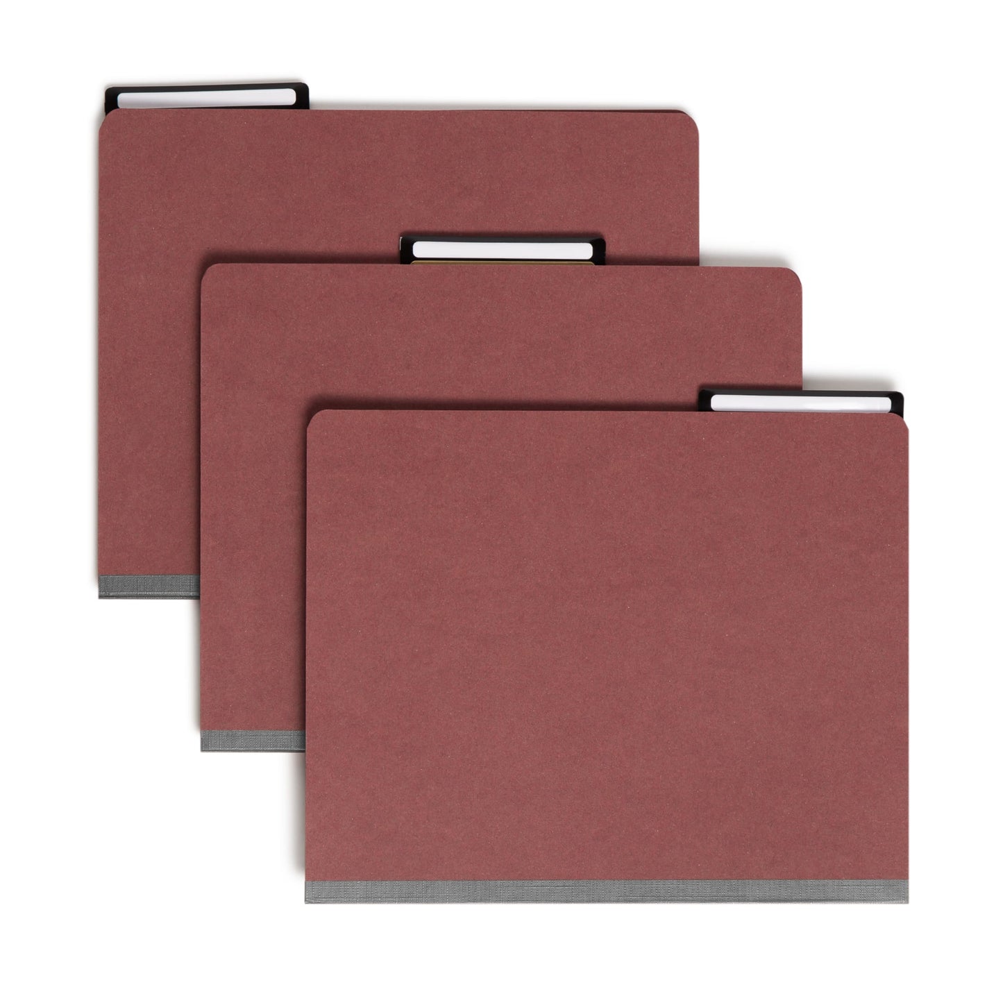 SafeSHIELD® Pressboard Classification File Folders, 2 Dividers, 2 inch Expansion, Metal Tab, Red Color, Letter Size, Set of 10, 30086486142305