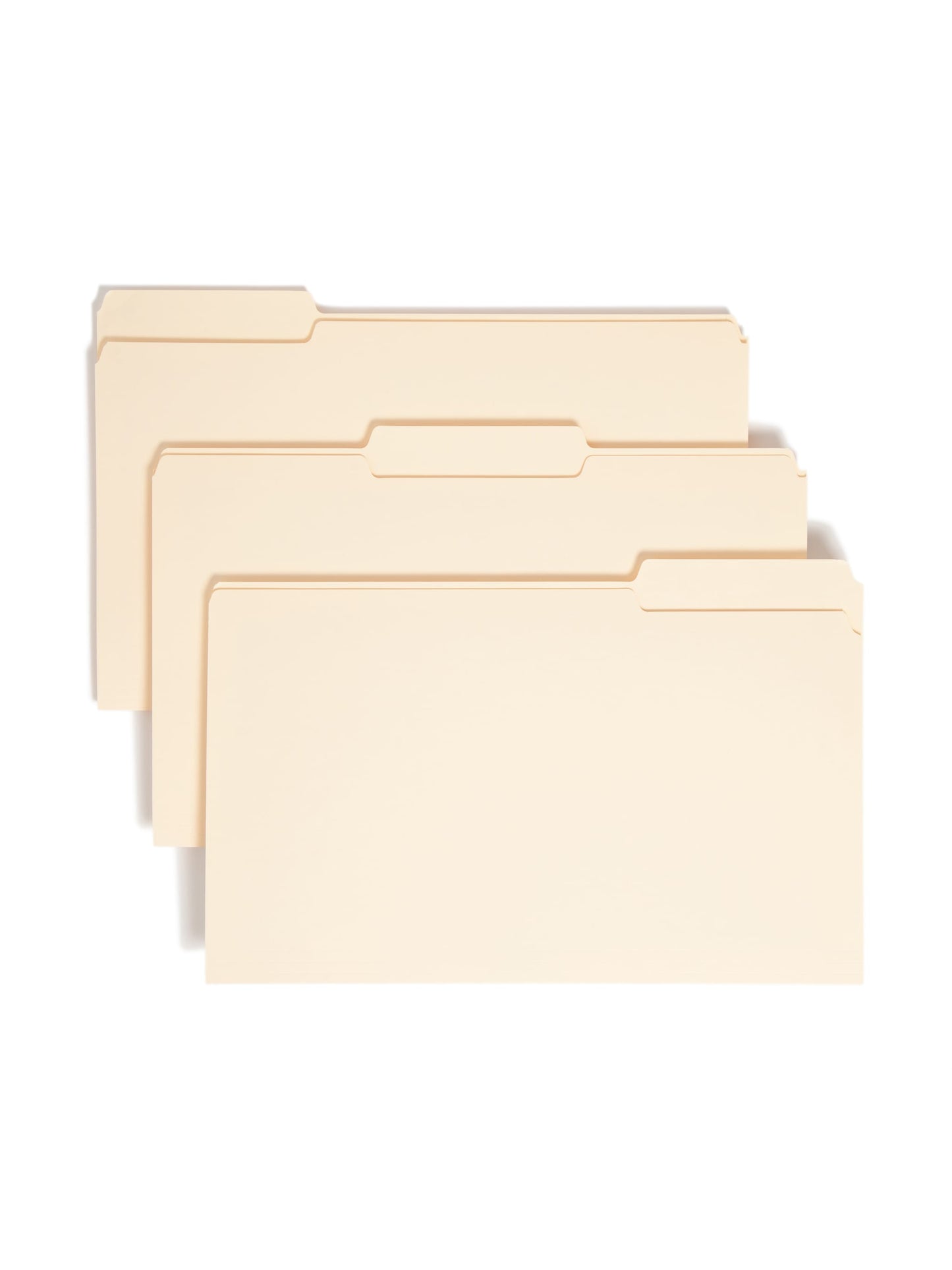Standard File Folders, 1/3-Cut Tab, Assorted Positions, Manila Color, Legal Size, Set of 100, 086486153300