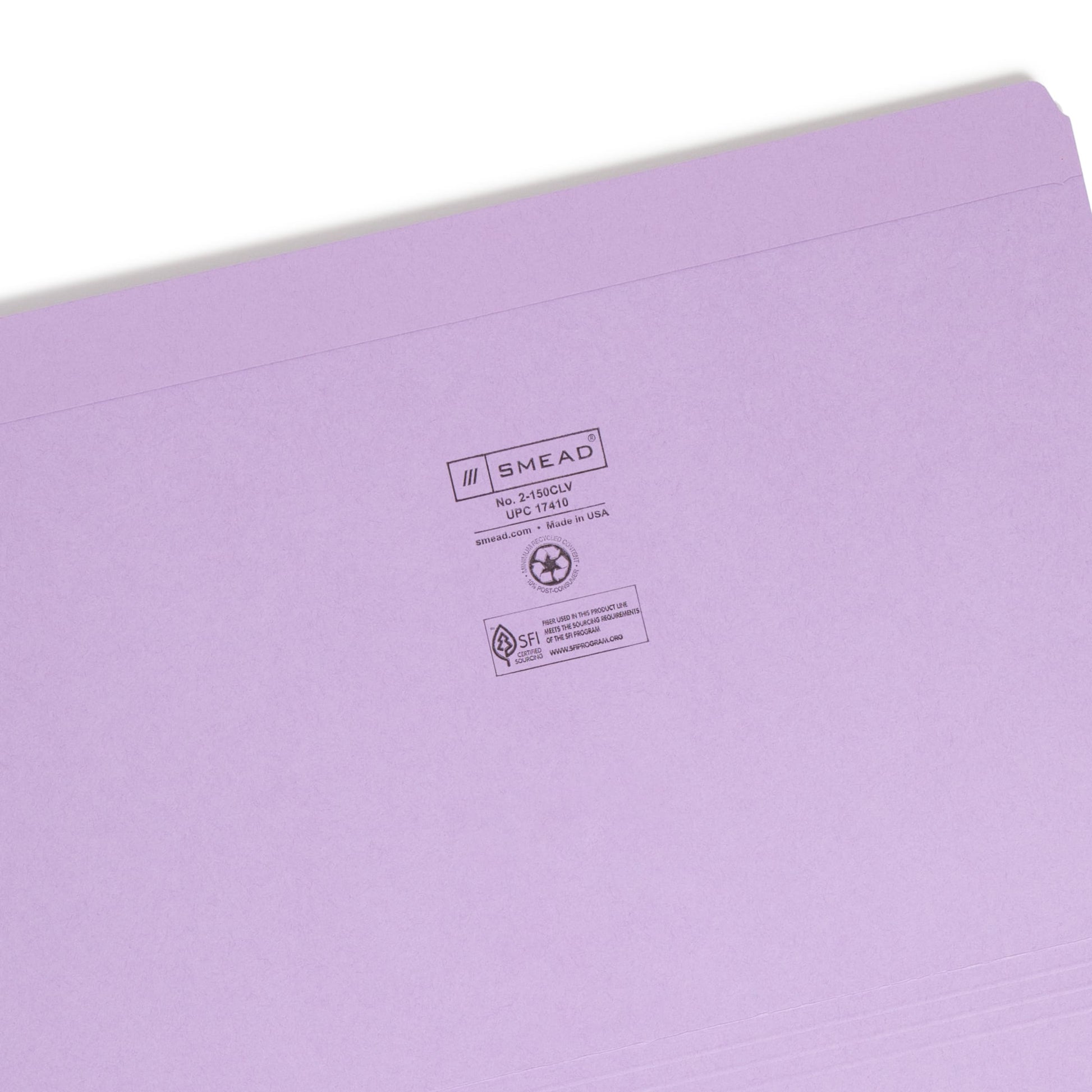 Reinforced Tab File Folders, Straight-Cut Tab, Lavender Color, Legal Size, Set of 100, 086486174107