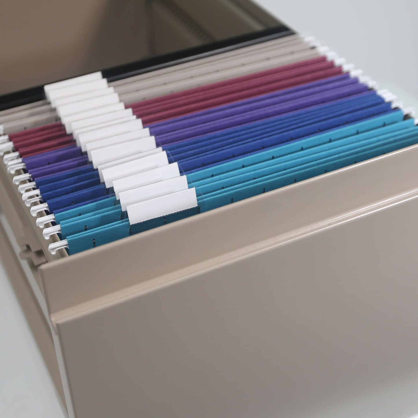 Standard Hanging File Folders with 1/5-Cut Tabs, Assorted Jewel Tones Color, Letter Size, Set of 25, 086486640565